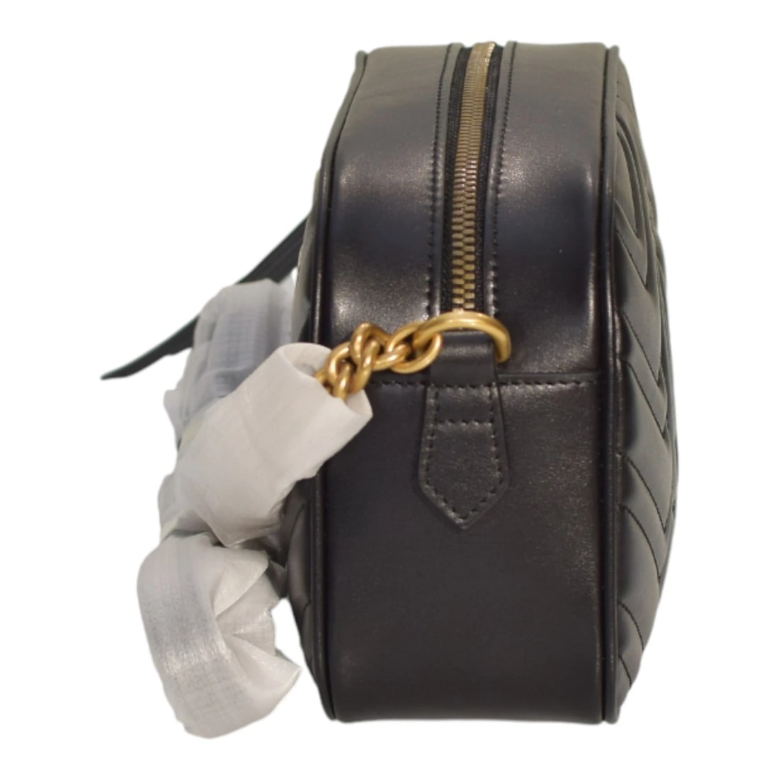 GG Marmont small camera bag in black quilted leather with brass hardware - 5