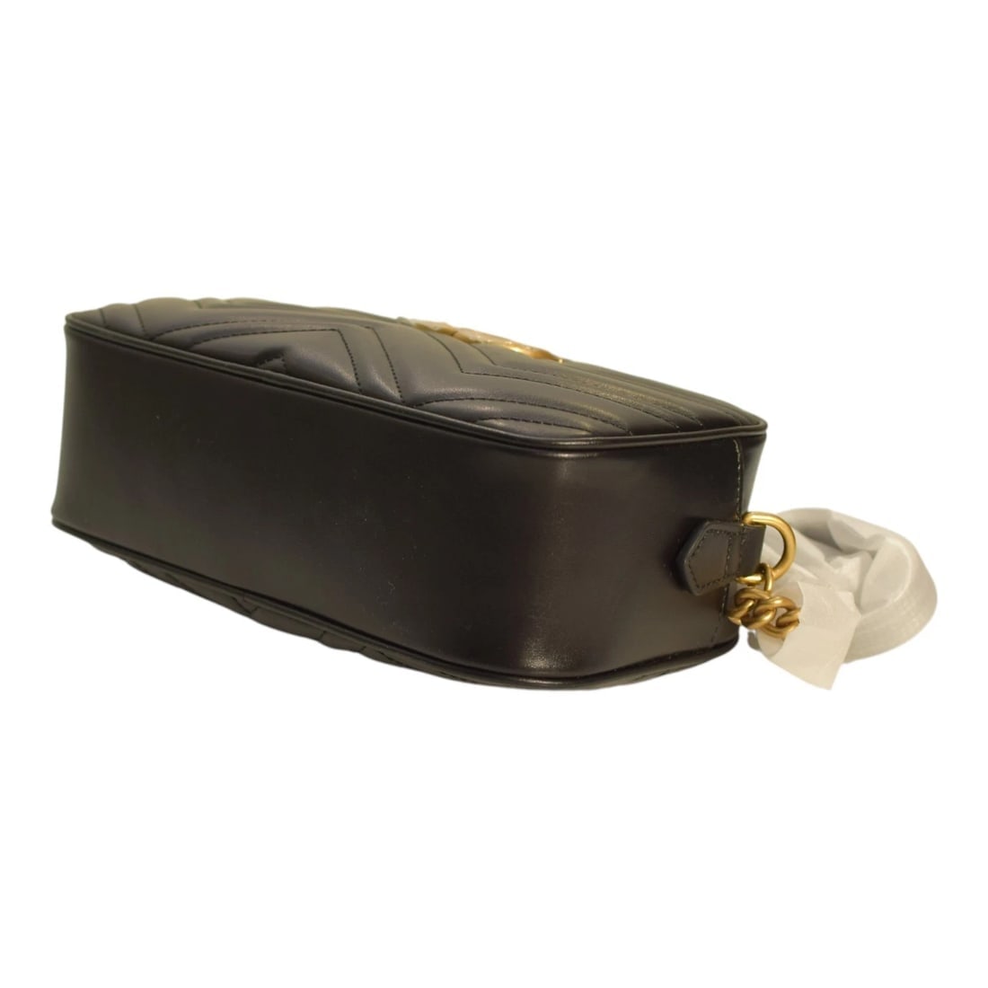 GG Marmont small camera bag in black quilted leather with brass hardware - 9