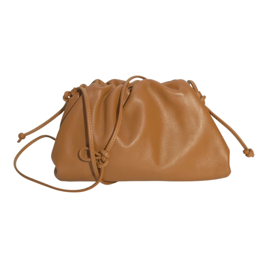 Bottega Veneta Camel Brown Lambskin The Mini Pouch crossbody bag: Title:Bottega Veneta Camel Brown Lambskin The Mini Pouch crossbody bagDescription:The Bottega Veneta Camel Brown Lambskin The Mini Pouch crossbody bag is a luxurious and stylish accessory for women.