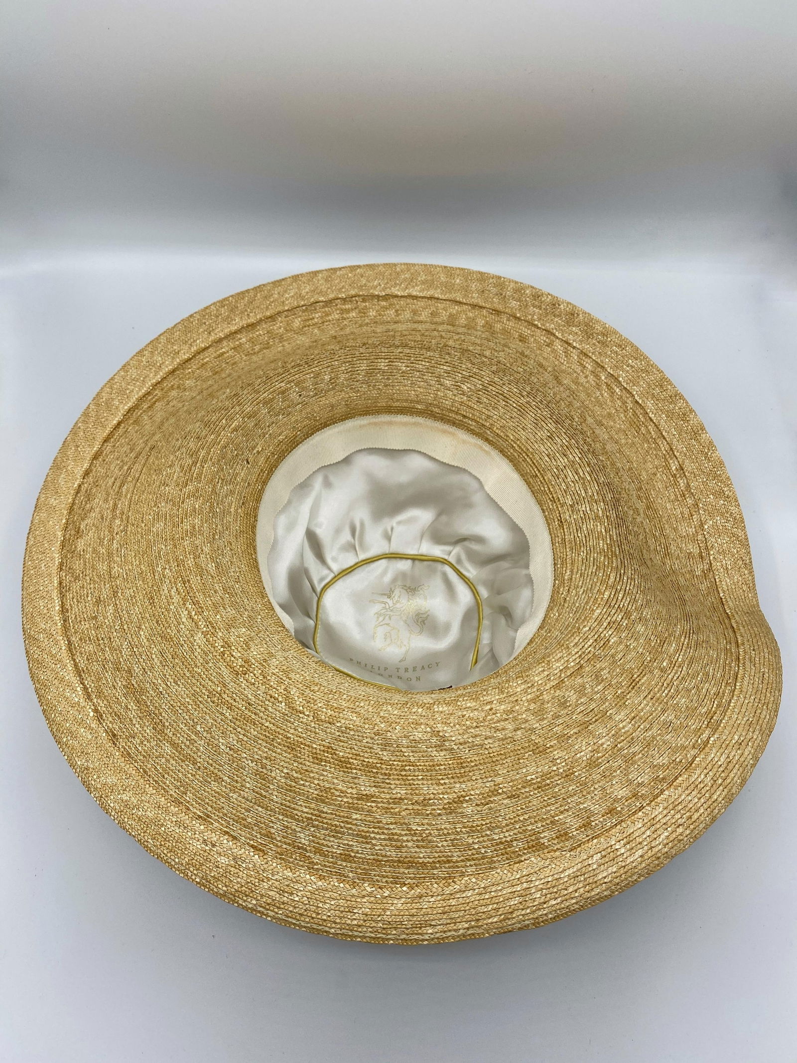 Philip Treacy London Beige Straw and Brown Animal Skin Leather Hat - 14