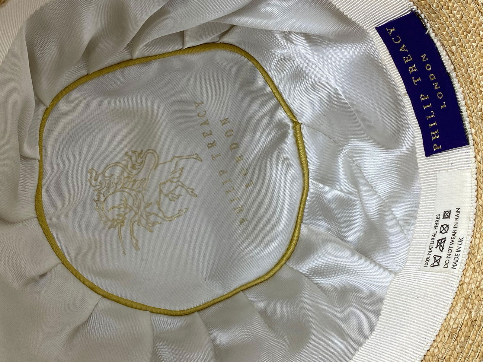 Philip Treacy London Beige Straw and Brown Animal Skin Leather Hat - 15