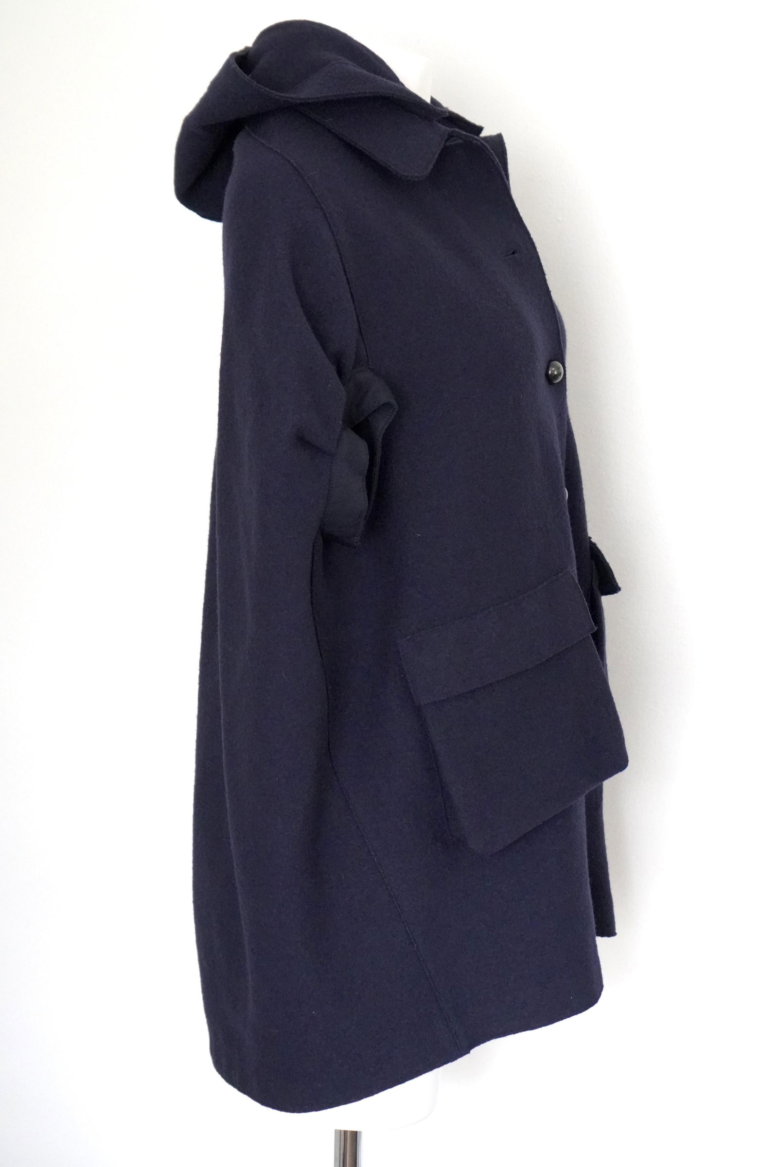 Lanvin Paris Navy Hooded Cape Coat - 8