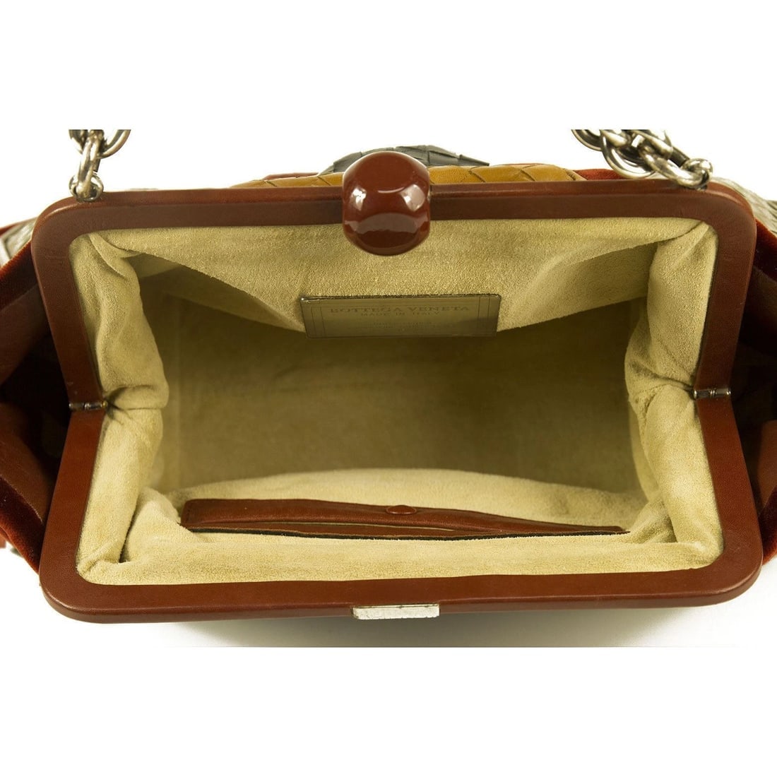 Bottega Veneta Limited Edition Velvet Burgundy Intrecciato Chain Handle Bag - 9