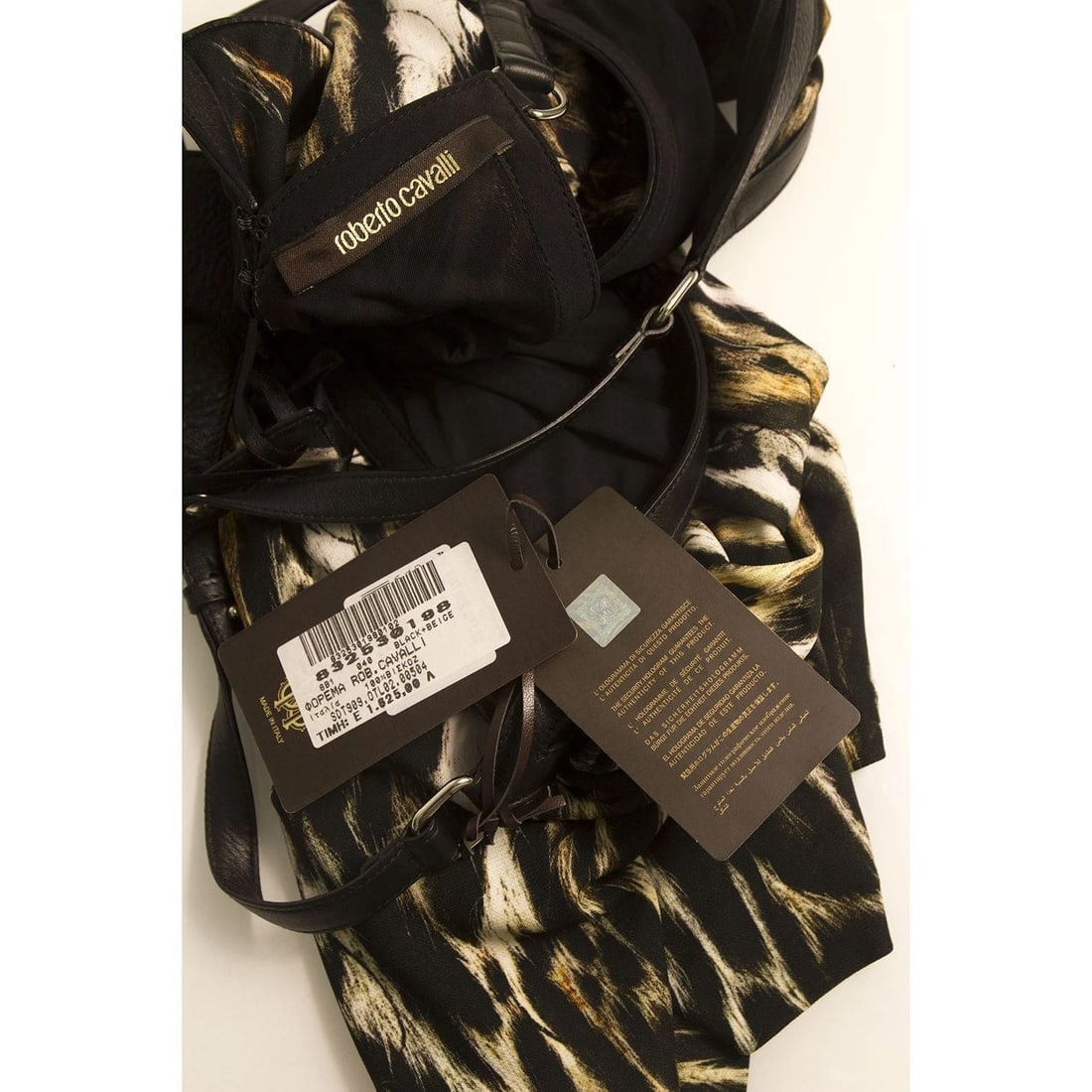 New Nwt Roberto Cavalli Animal Print Leather Straps Sexy Back Mini Dress sz 40 - 5