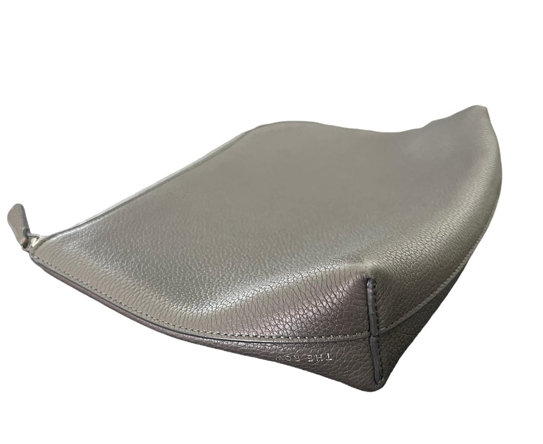 The Row Ash Grey Leather Pouch Clutch, Medium - 17