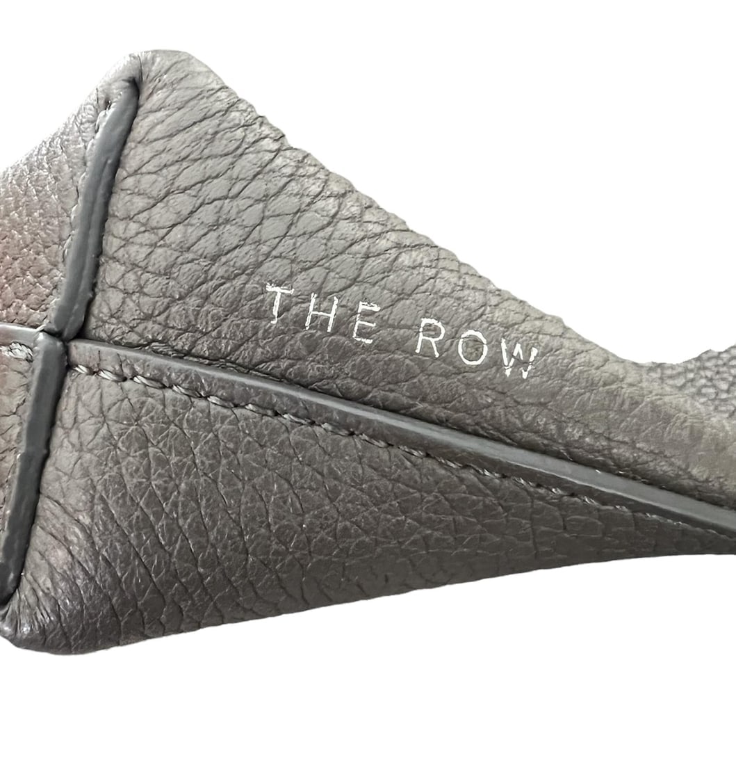 The Row Ash Grey Leather Pouch Clutch, Medium - 2