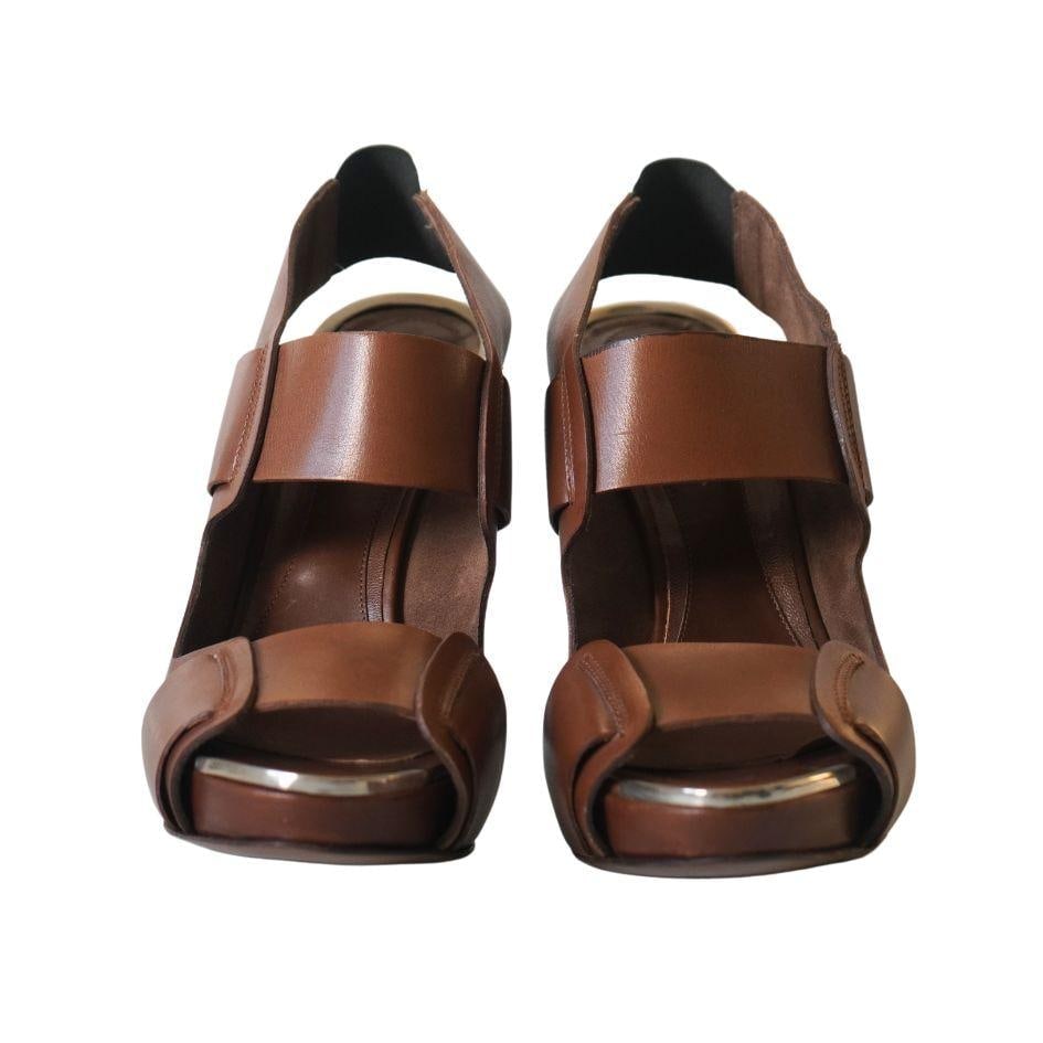 Marni Brown Leather Block Heel Sandals 40.5 - 11