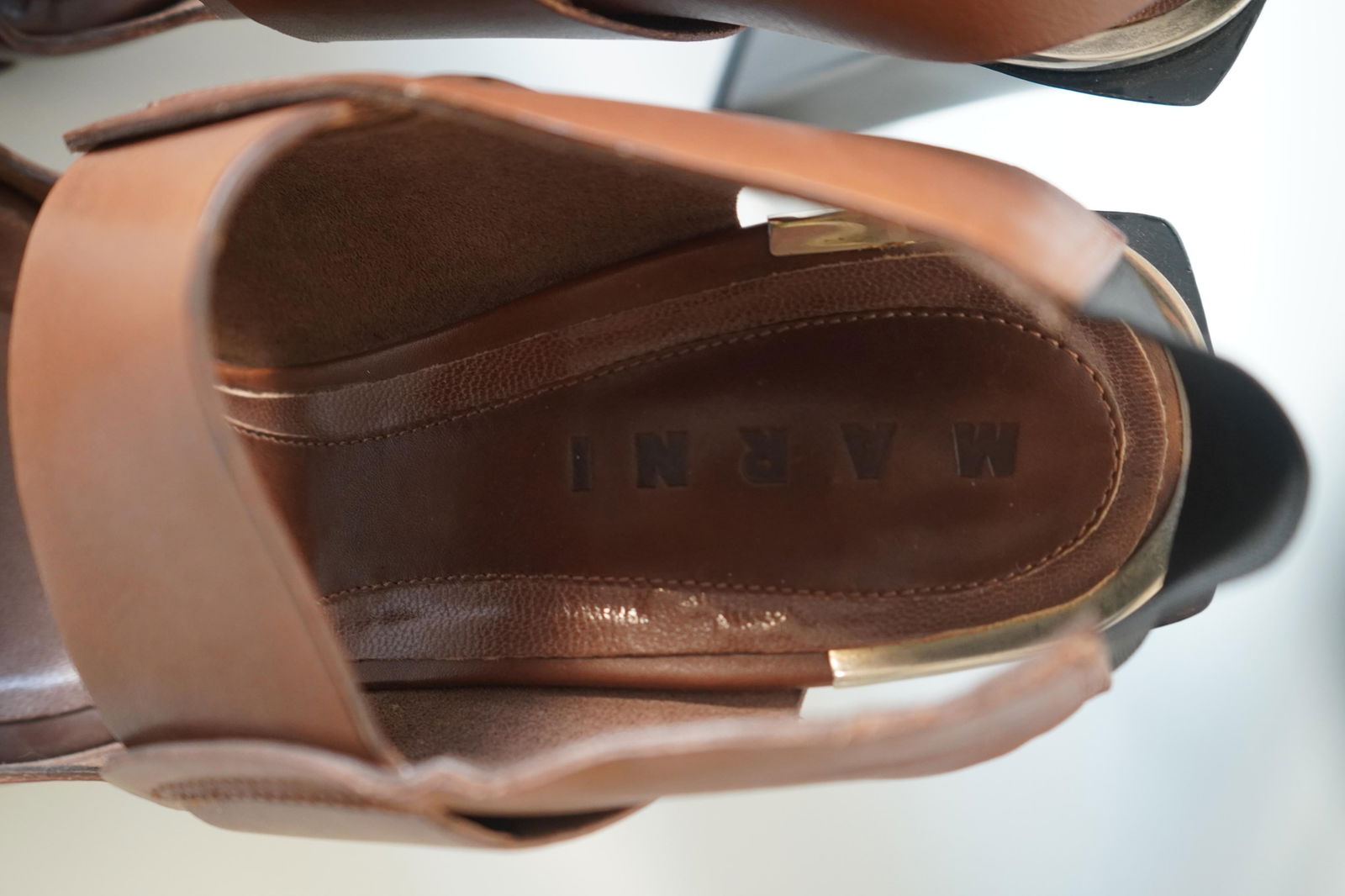 Marni Brown Leather Block Heel Sandals 40.5 - 5