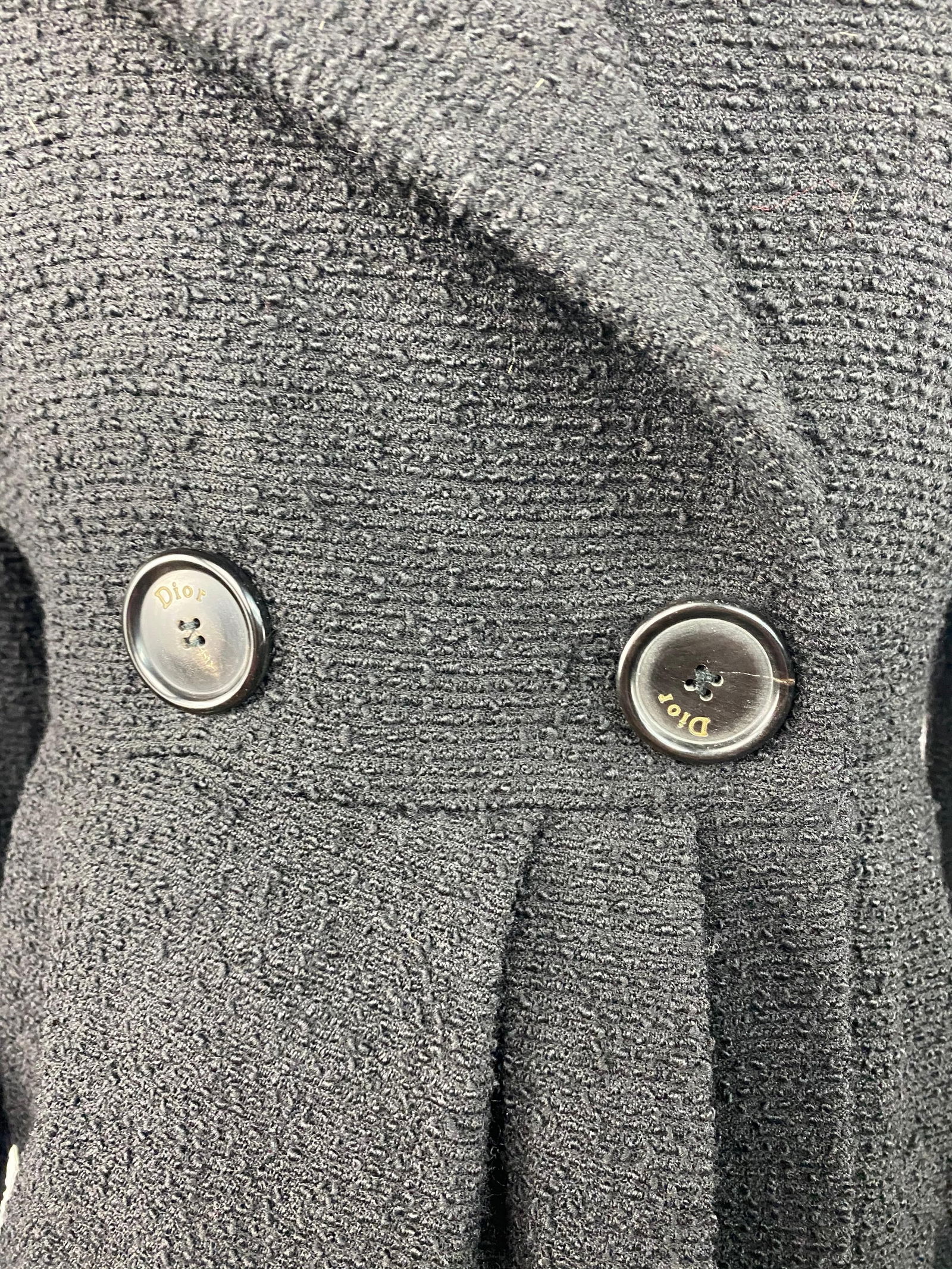 Christian Dior Black Wool Tweed and Fur Coat Jacket Size 40 - 11