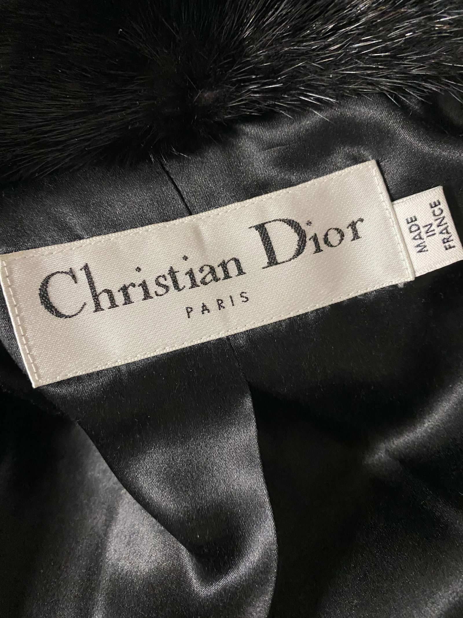 Christian Dior Black Wool Tweed and Fur Coat Jacket Size 40 - 18