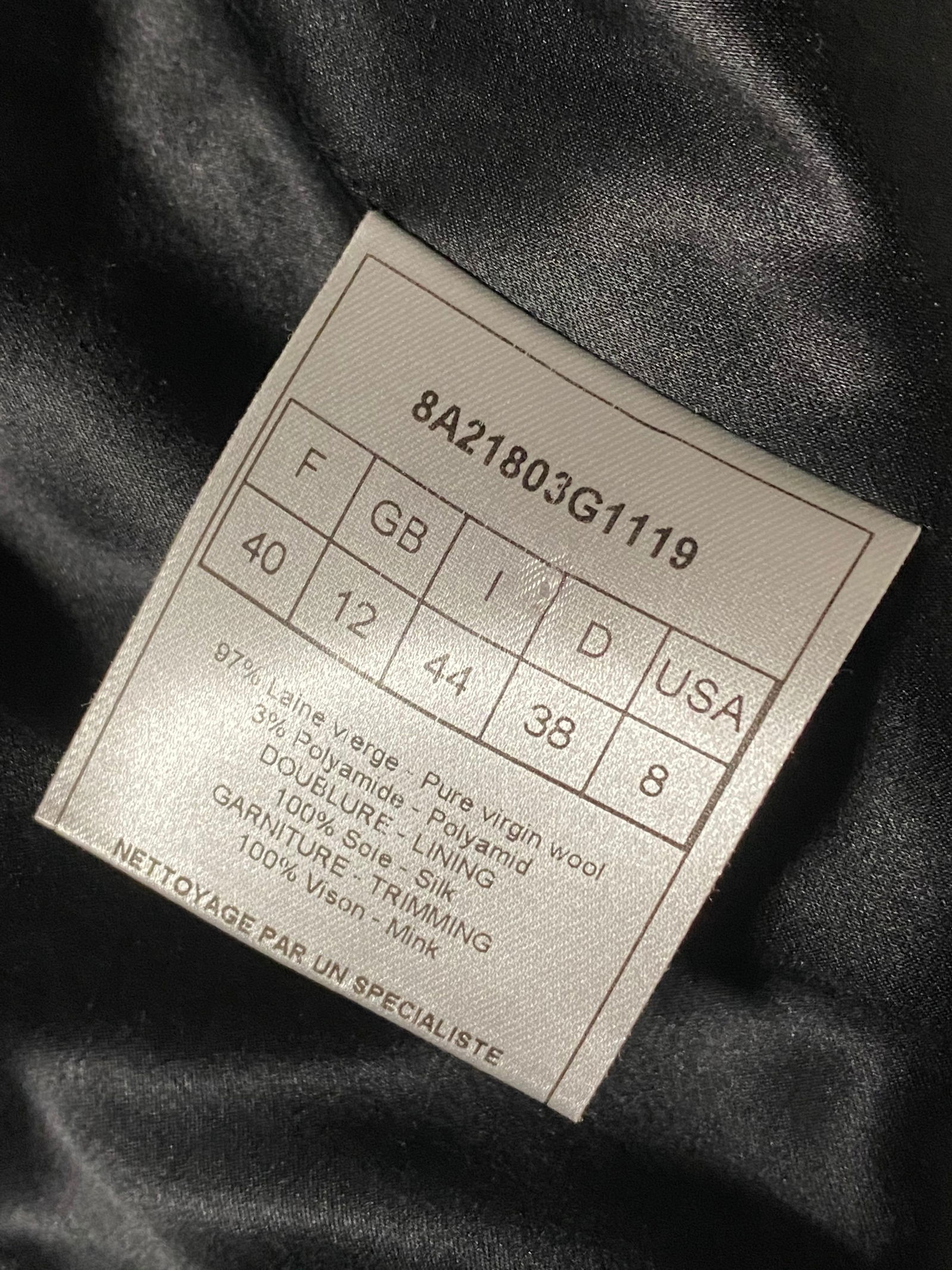 Christian Dior Black Wool Tweed and Fur Coat Jacket Size 40 - 19