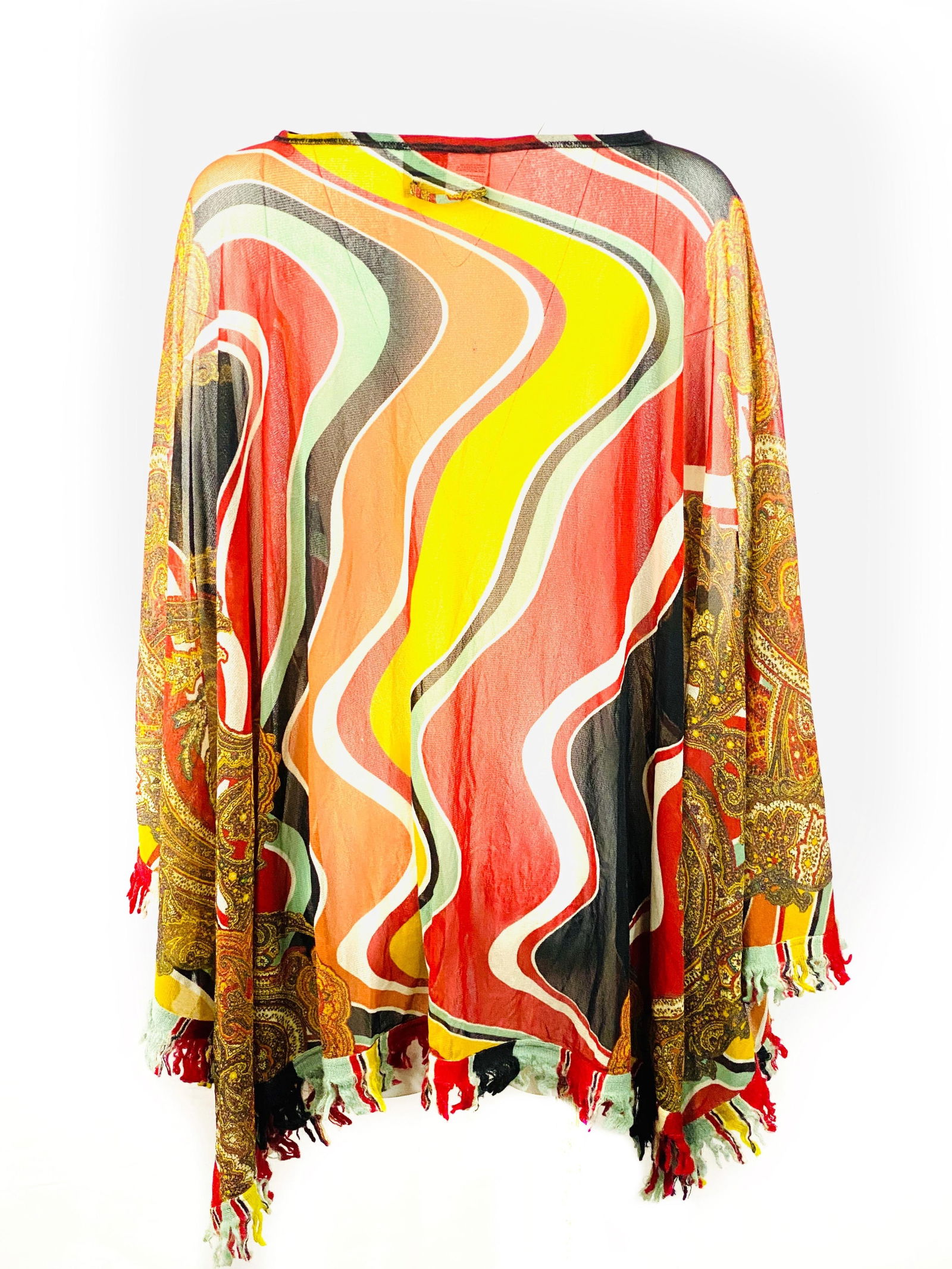 Vintage Jean Paul Gaultier Multicolor Mesh Poncho Cover Up Top Size M - 10