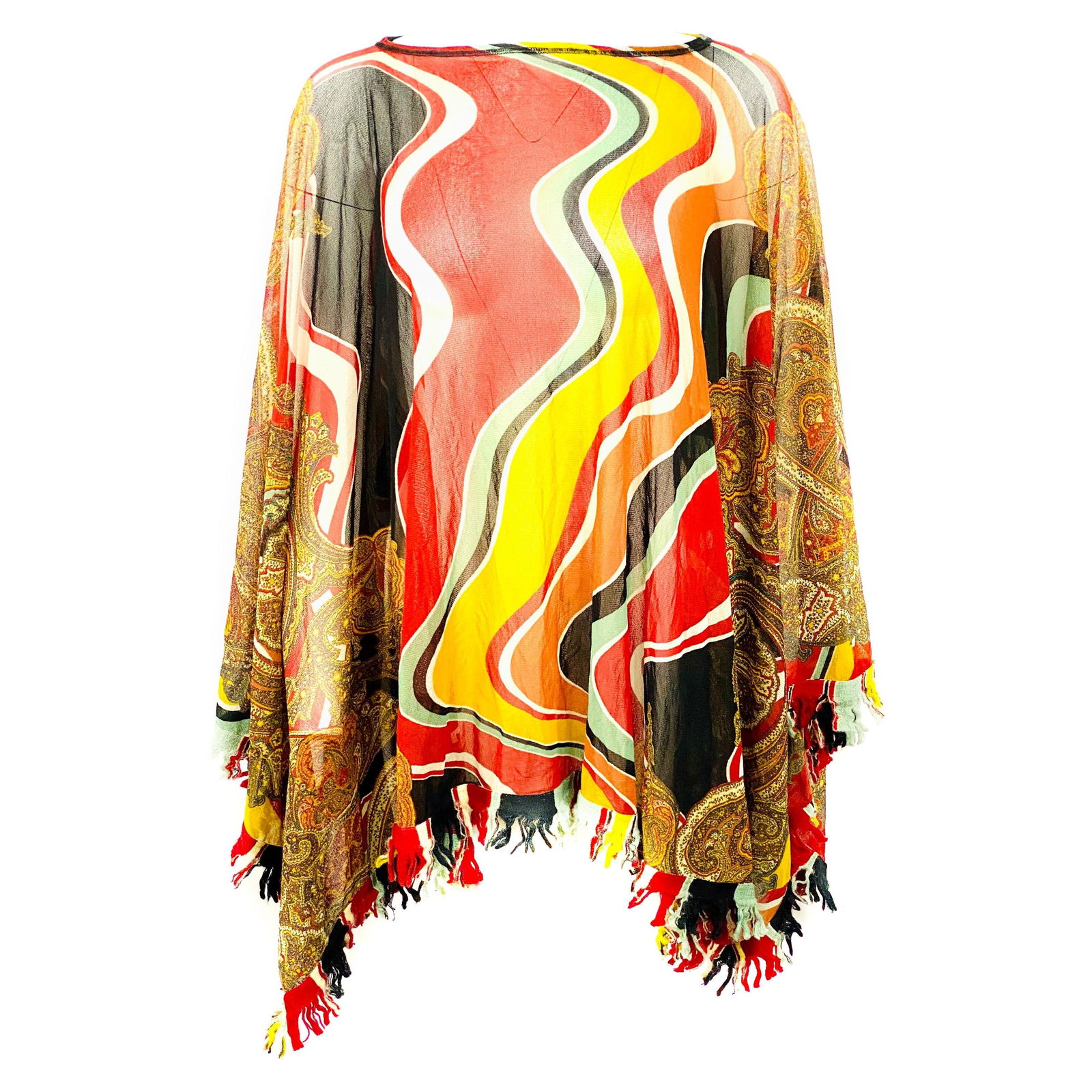 Vintage Jean Paul Gaultier Multicolor Mesh Poncho Cover Up Top Size M - 17