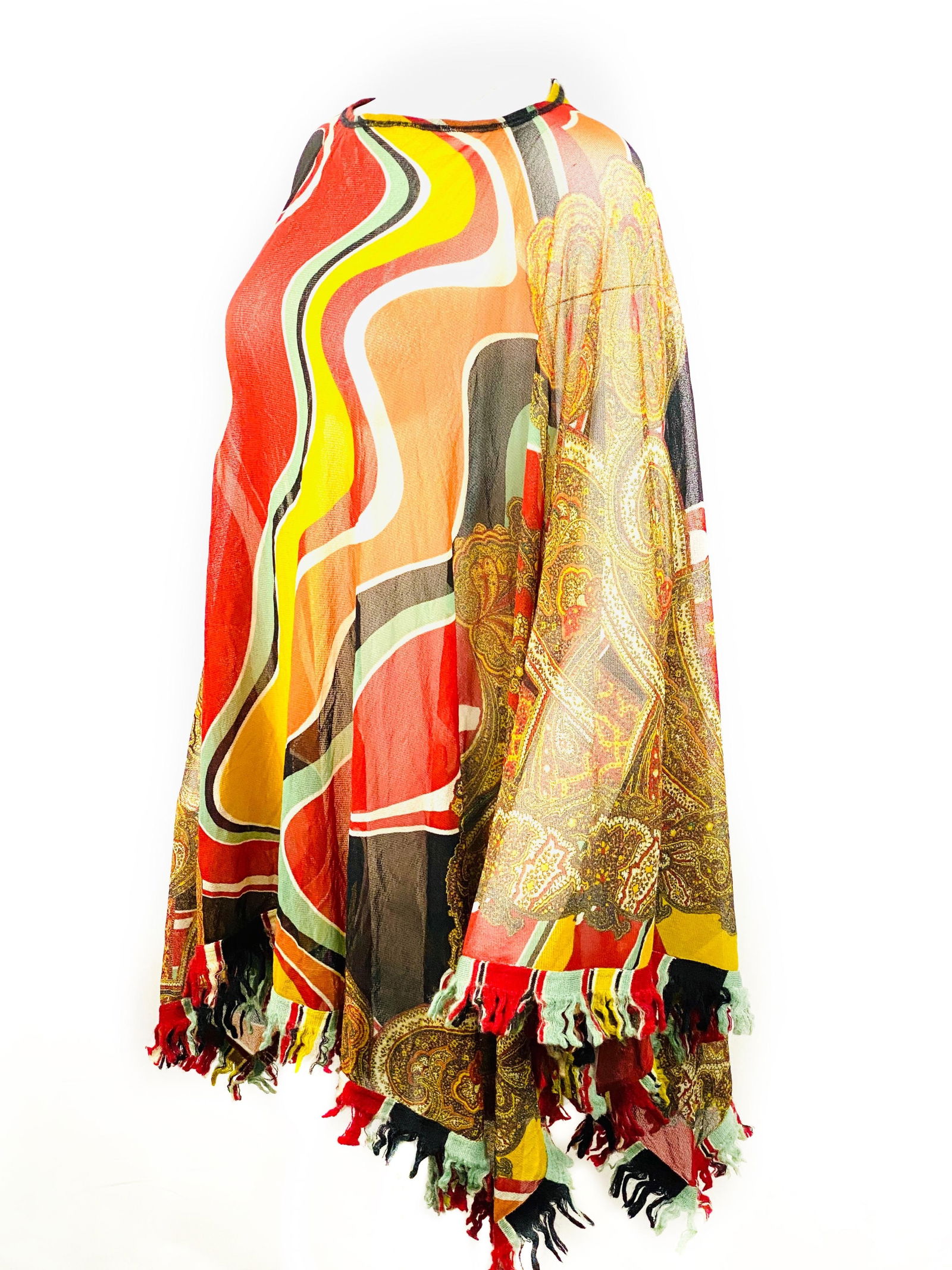 Vintage Jean Paul Gaultier Multicolor Mesh Poncho Cover Up Top Size M - 9