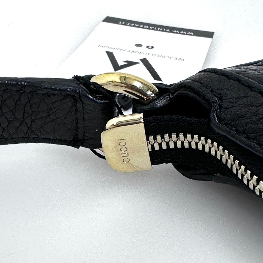 GUCCI Soho Disco Bag in Black Hammered Leather - 6