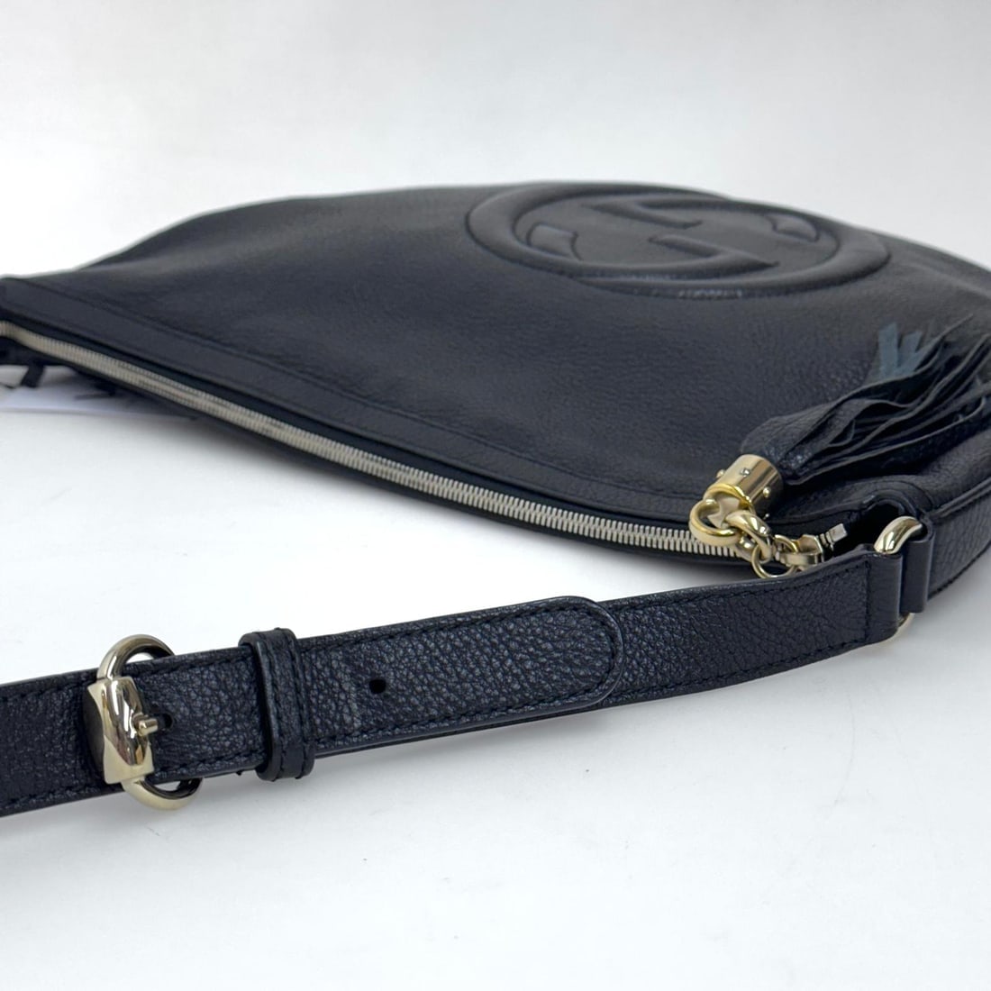 GUCCI Soho Disco Bag in Black Hammered Leather - 8