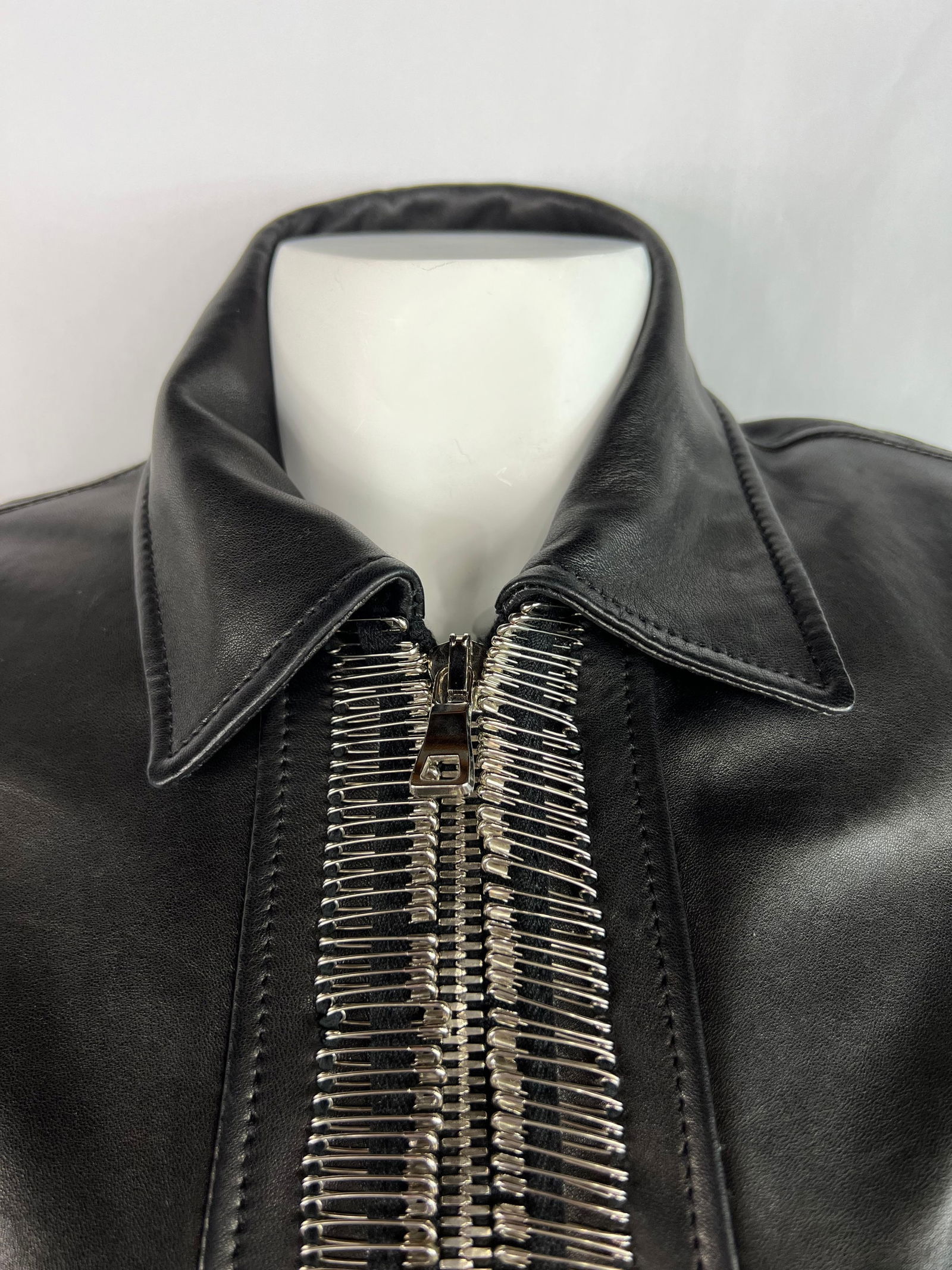 Balmain Black Leather Jacket, Size 38 - 7