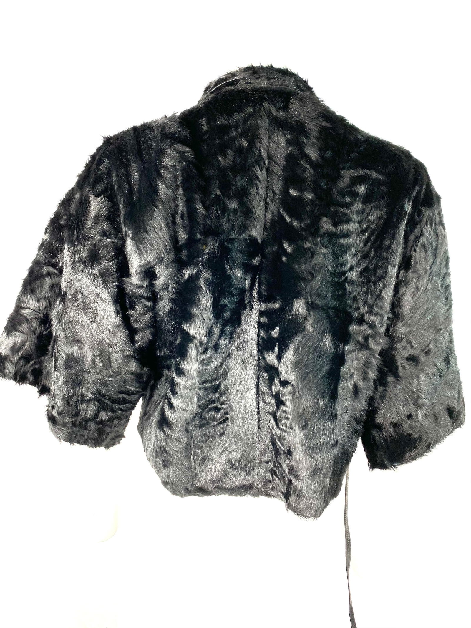 Ralph Lauren Collection Black Lamb Fur Cropped Cover Up Jacket, Size M - 10