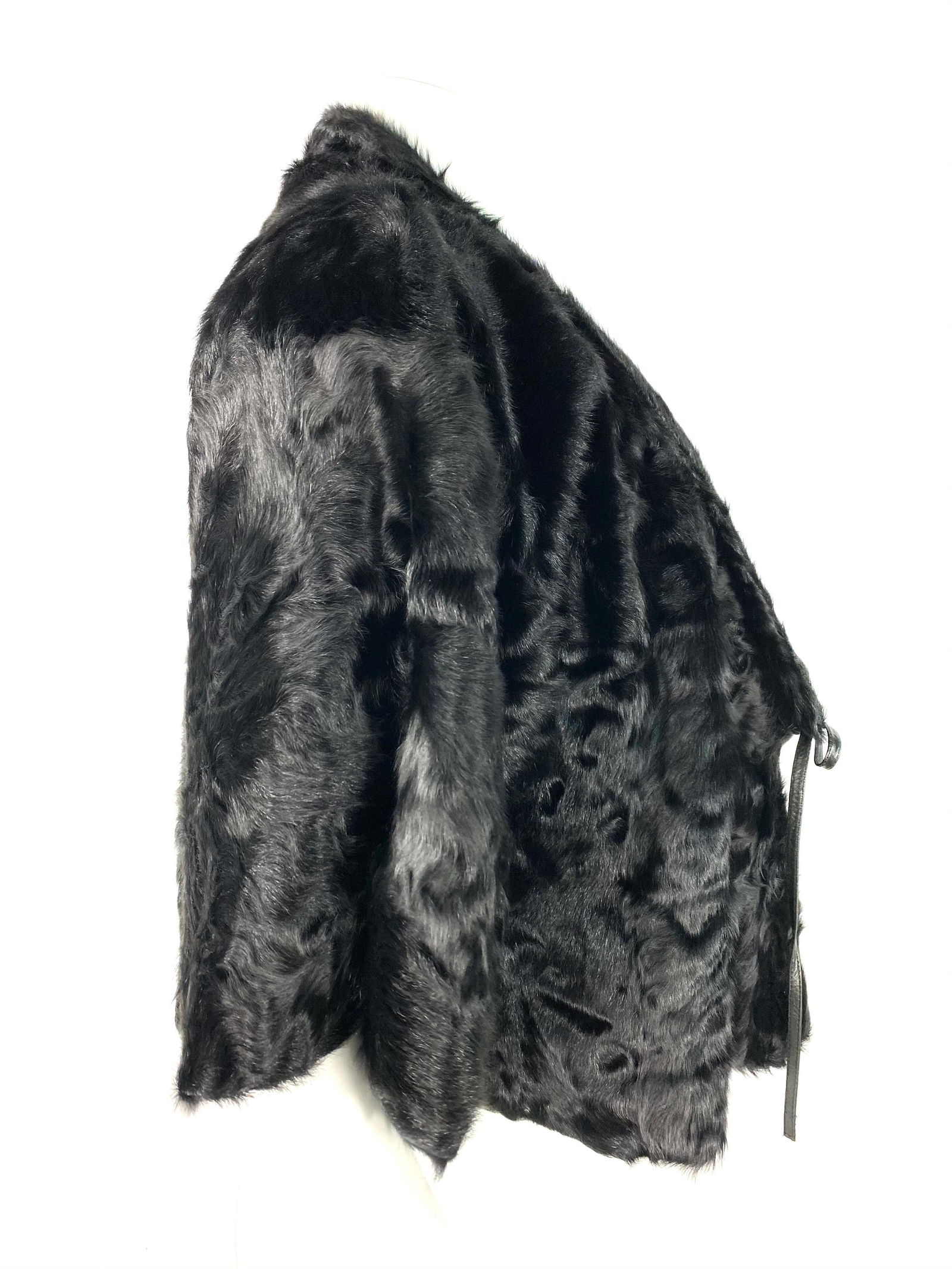 Ralph Lauren Collection Black Lamb Fur Cropped Cover Up Jacket, Size M - 9