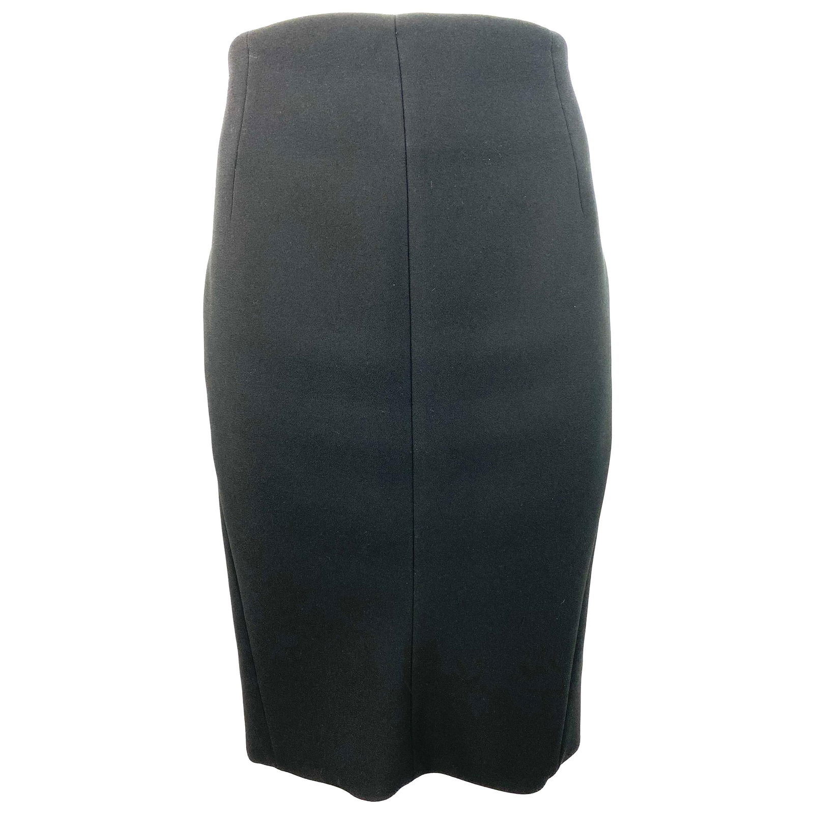 Balenciaga Paris Black Pencil Skit, Size 38: Product details: Classic pencil skirt designed by Balenciaga, featuring asymmetrical cut, higher waisted and shorter on the front and lower waisted and longer on the back. Total front length is 23"