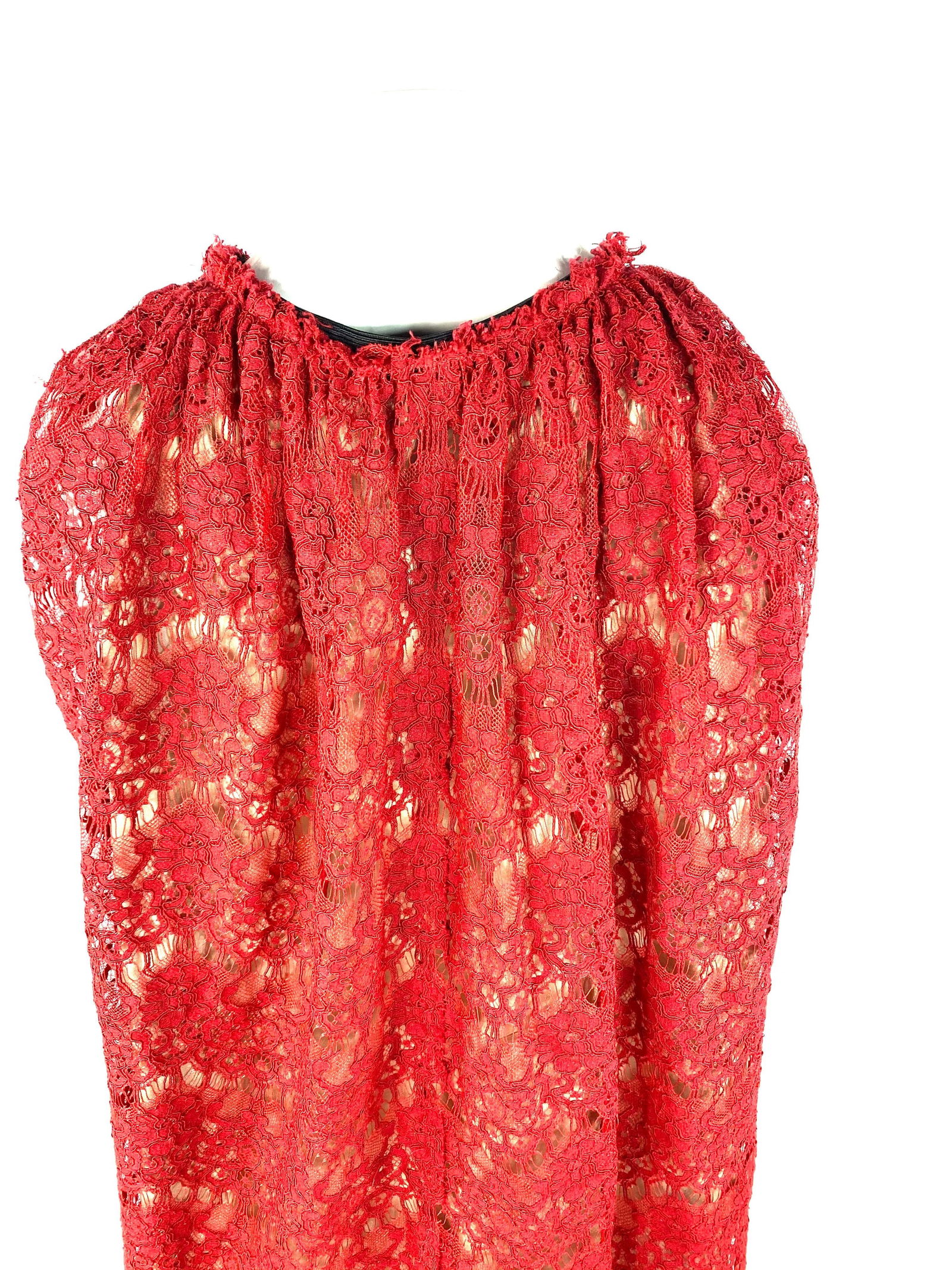 Lanvin Paris Red Lace Top, Size 38 - 11