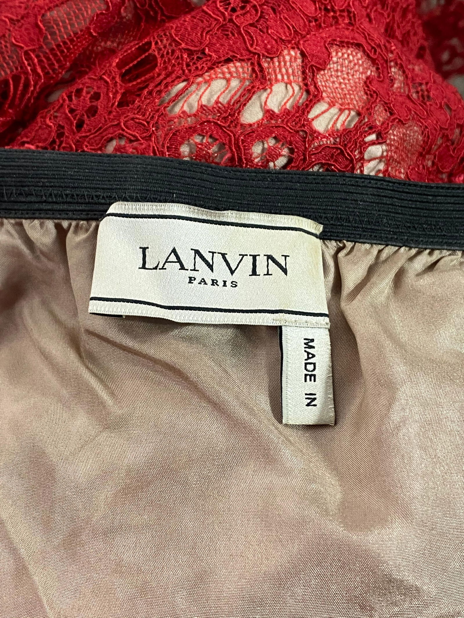 Lanvin Paris Red Lace Top, Size 38 - 13