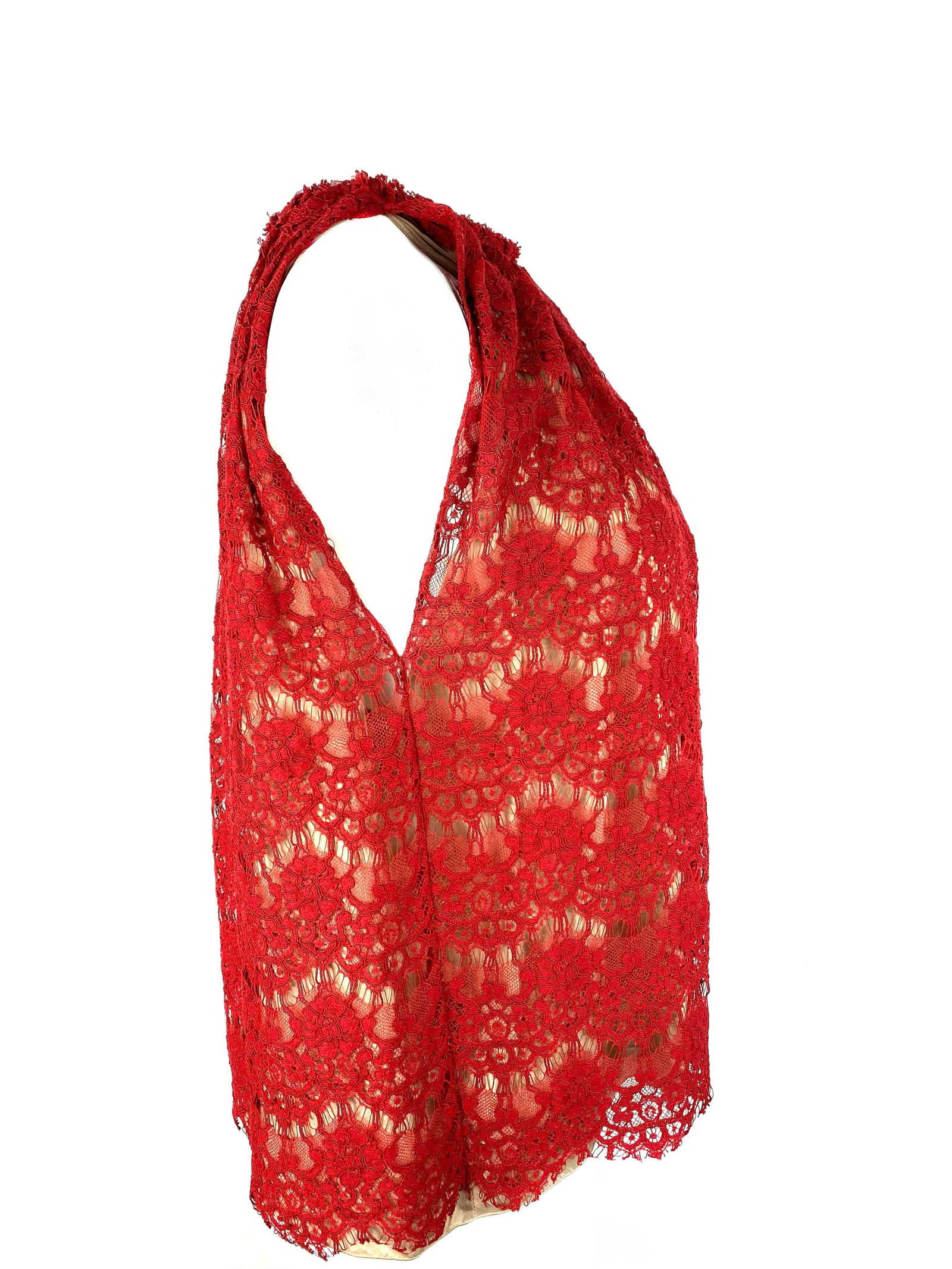 Lanvin Paris Red Lace Top, Size 38 - 18