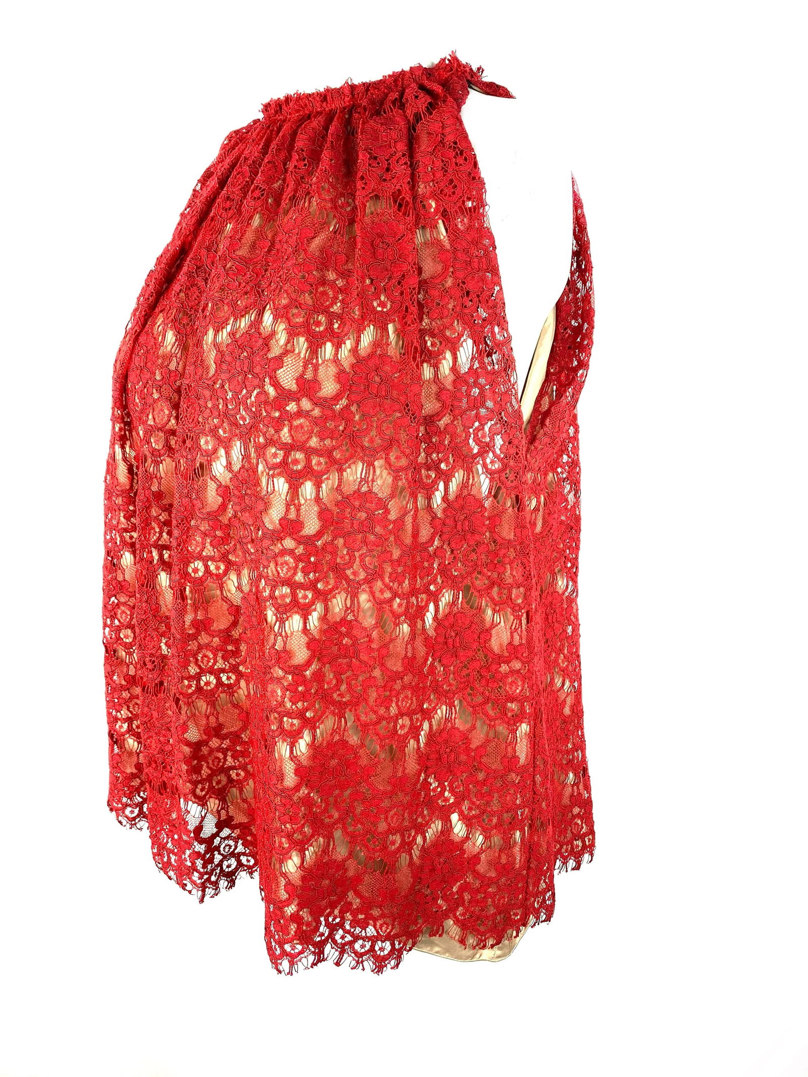 Lanvin Paris Red Lace Top, Size 38 - 3