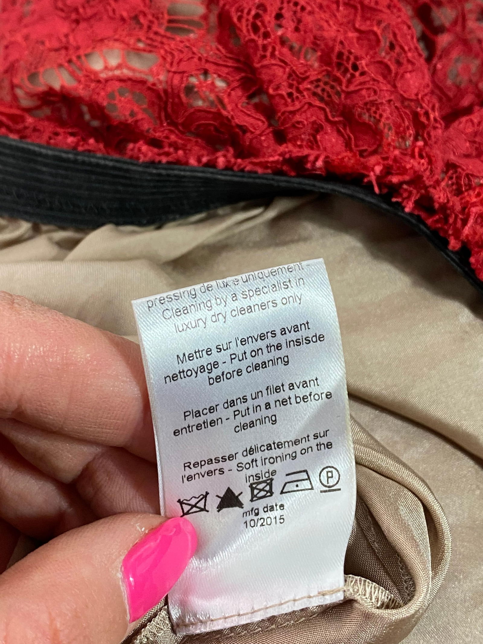 Lanvin Paris Red Lace Top, Size 38 - 6