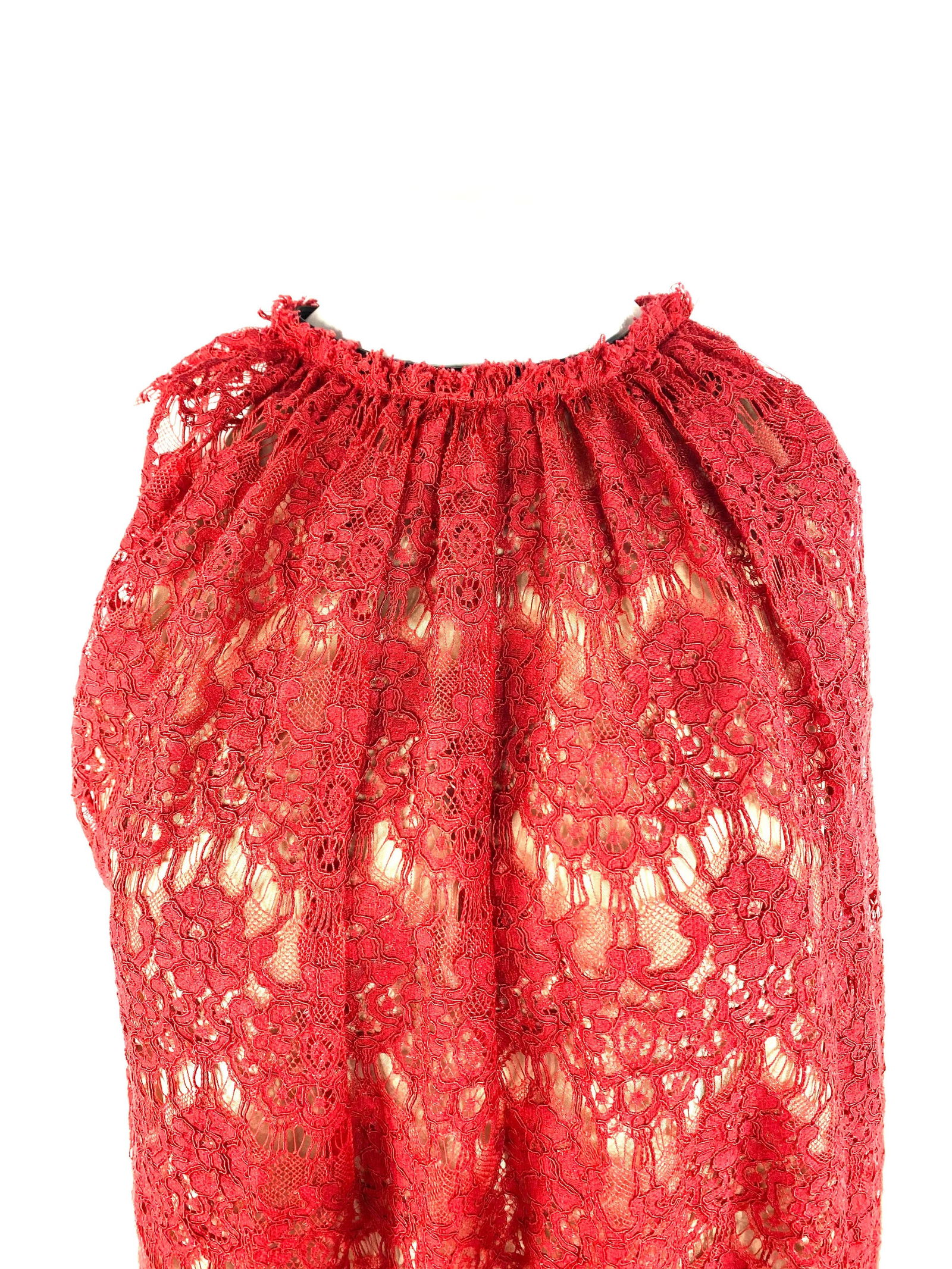 Lanvin Paris Red Lace Top, Size 38 - 8