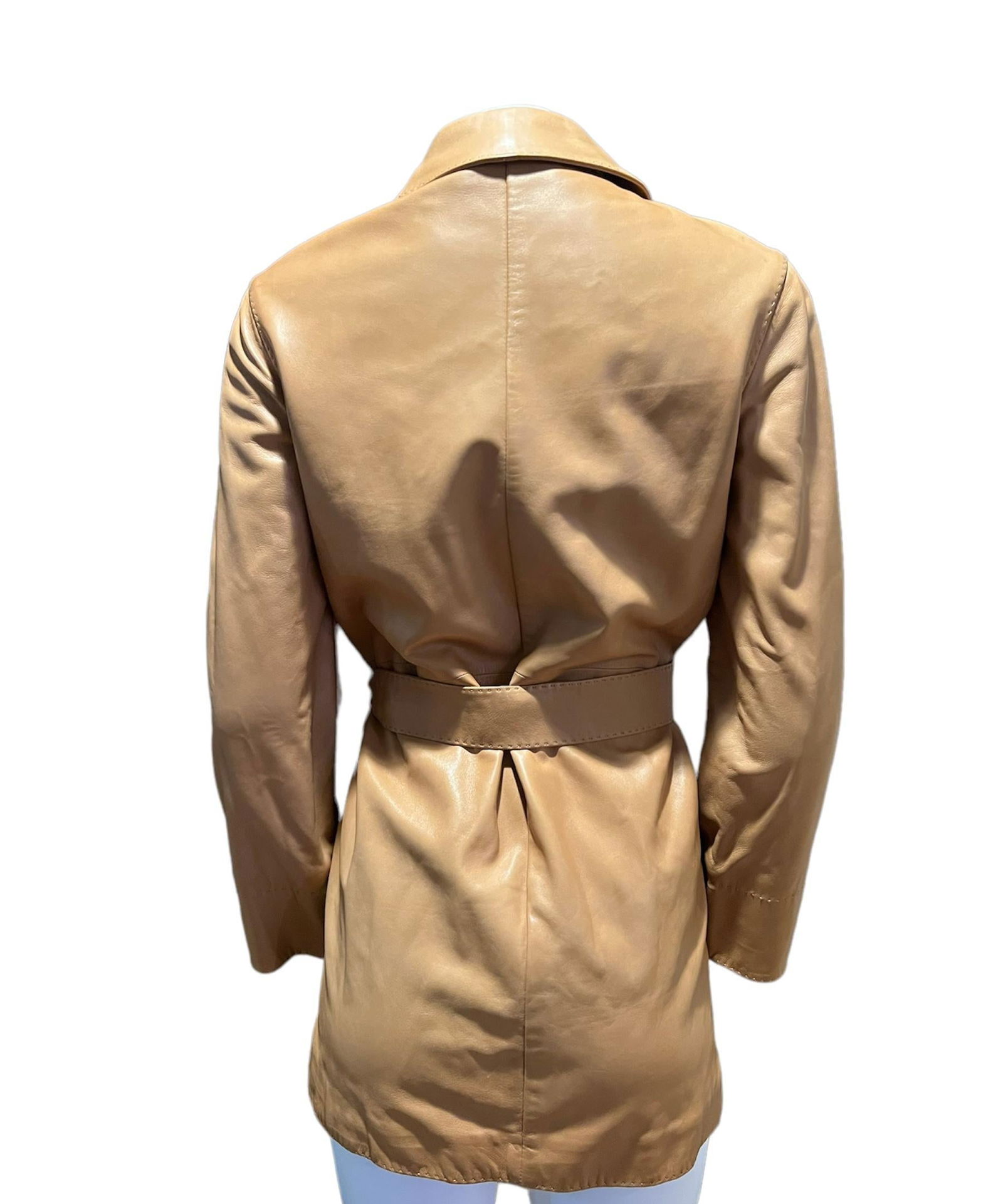 Loro Piana Brown Leather Jacket, Size 38 - 16