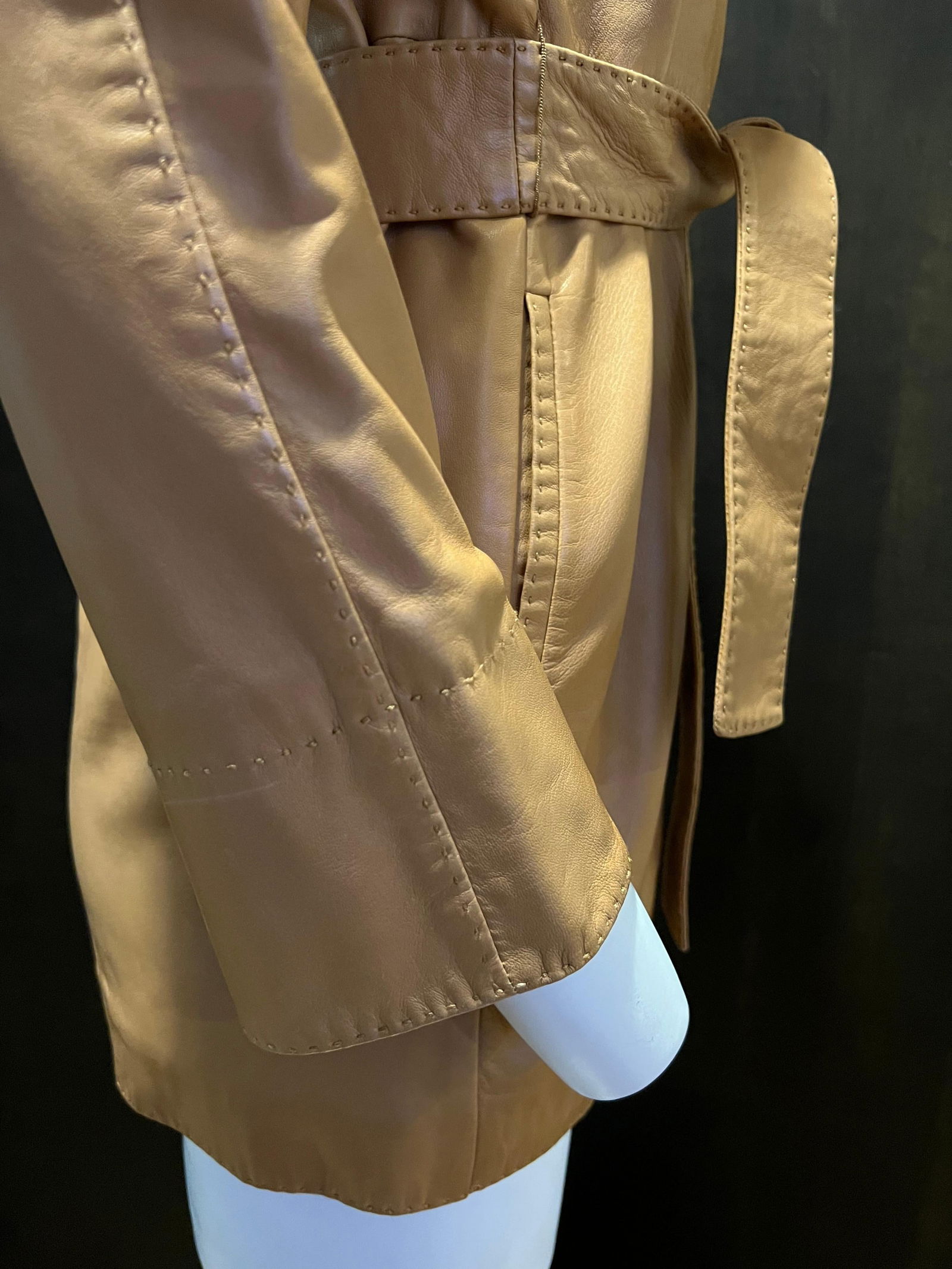 Loro Piana Brown Leather Jacket, Size 38 - 2