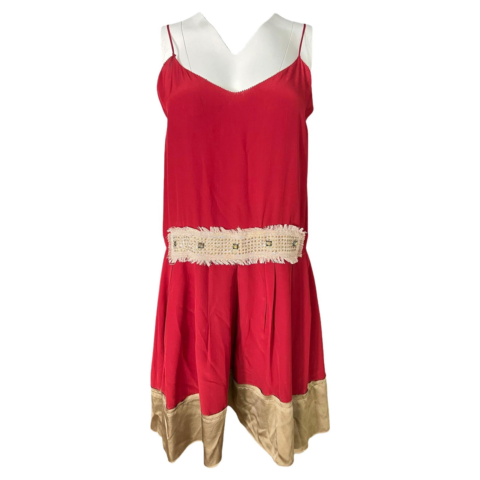 Derek Lam Red Silk Mini Dress, Size 6: Spaghetti straps Relaxed fit V neck line Mini, above the knee length Reserve: $600.00 Shipping: Domestic: Flat-rate of $85.99 to anywhere within the contiguous U.S. International: Foreign sh