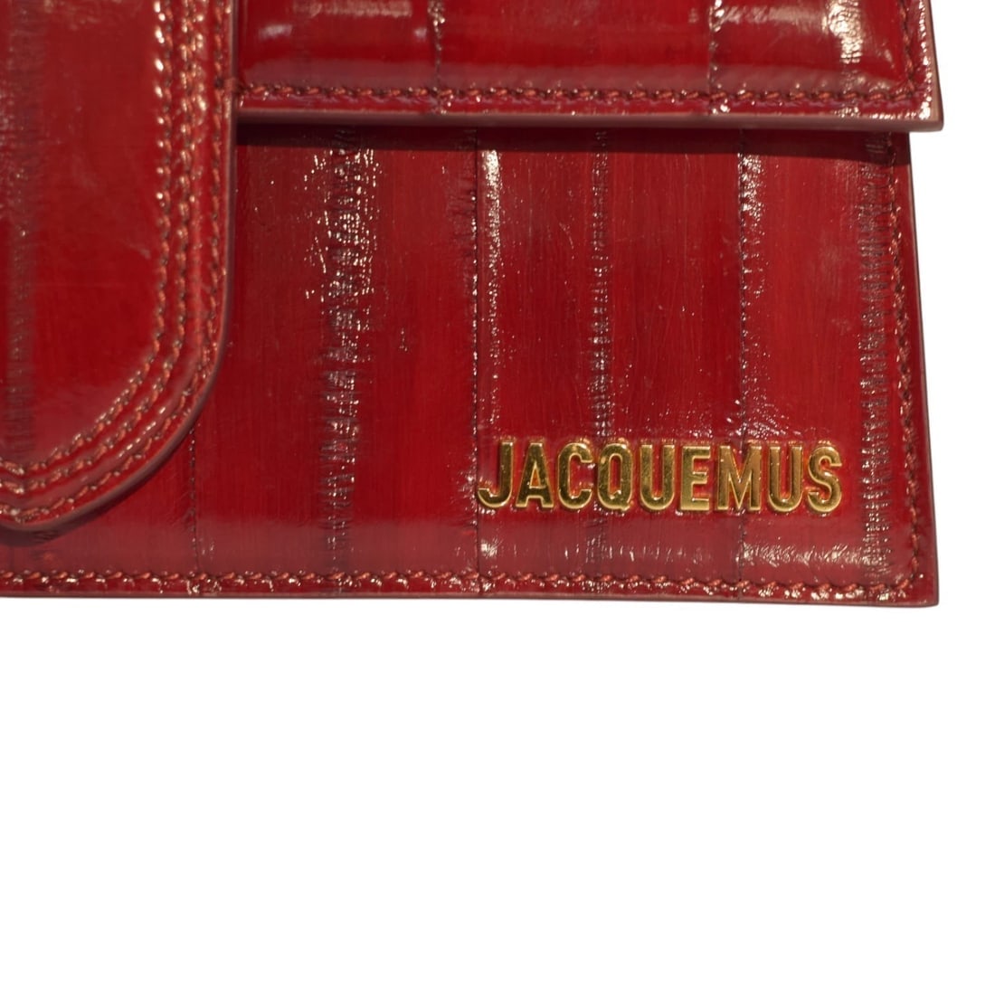 Jacquemus Le Grand Bambino Leather top Handle bag in Red glossed leather & strap - 11