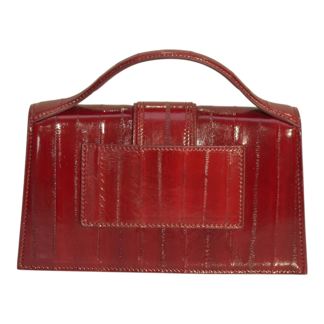 Jacquemus Le Grand Bambino Leather top Handle bag in Red glossed leather & strap - 2