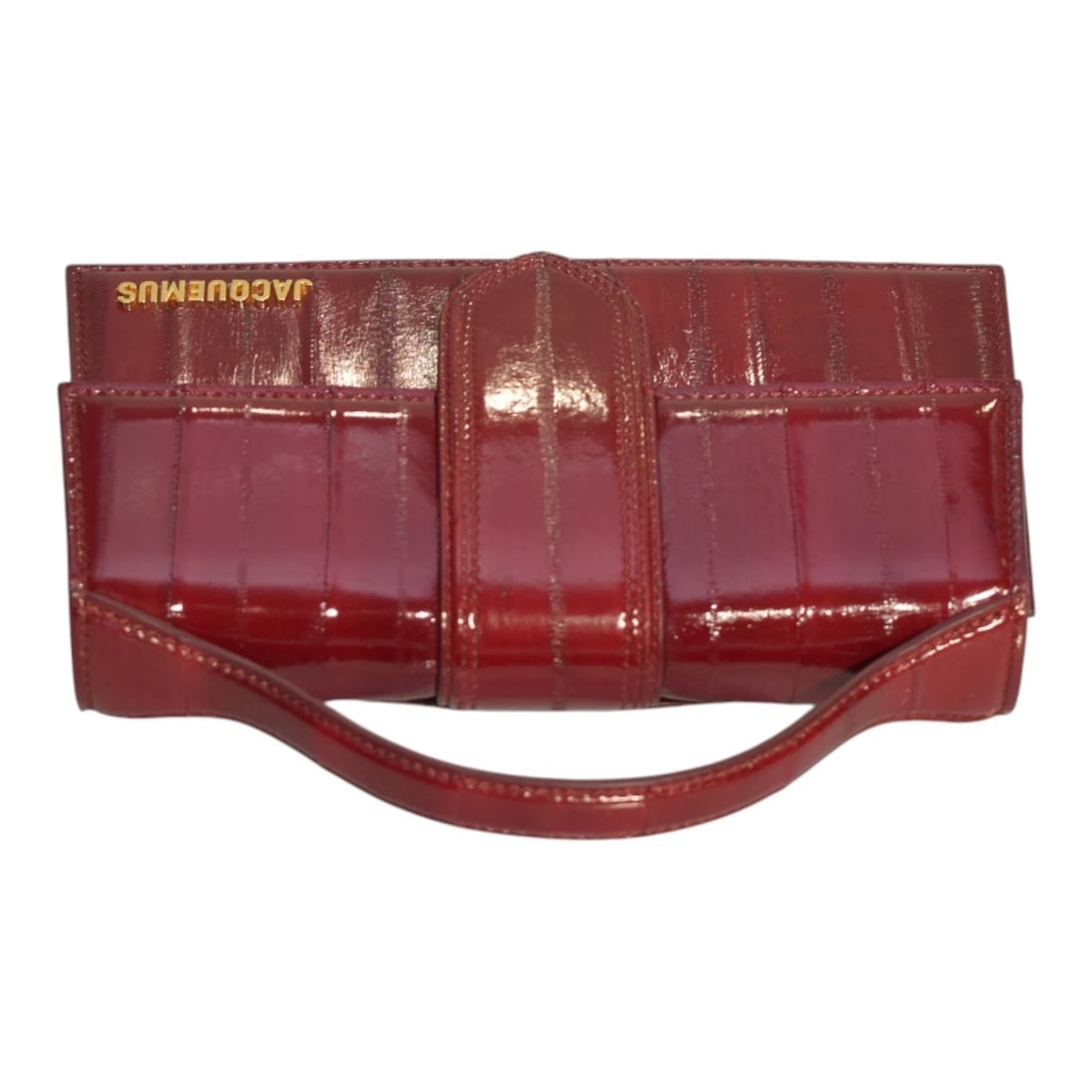 Jacquemus Le Grand Bambino Leather top Handle bag in Red glossed leather & strap - 5
