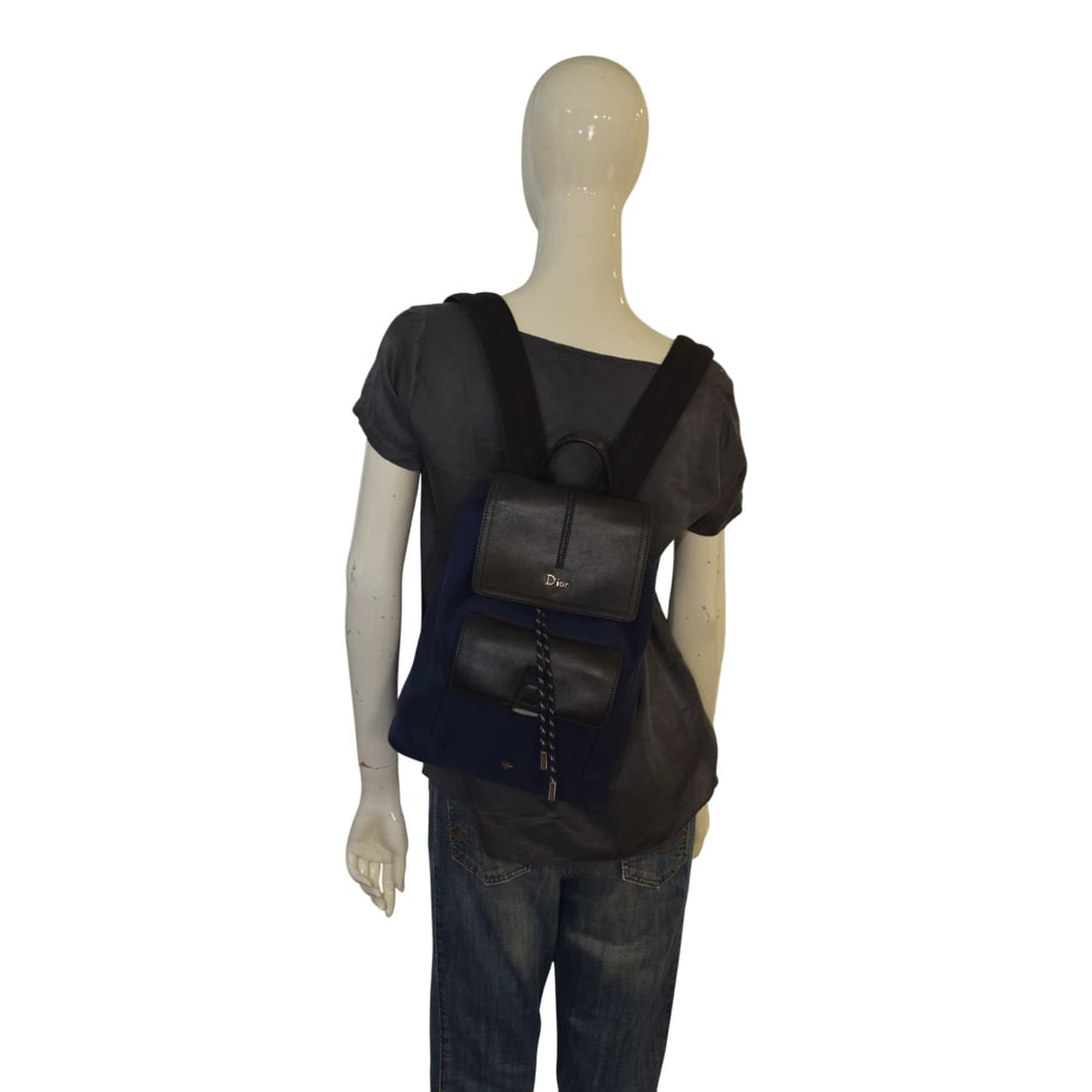 Christian Dior B‑Motion Backpack 1MOBA062XVO – Navy/Black Nylon & Leather Unisex - 19