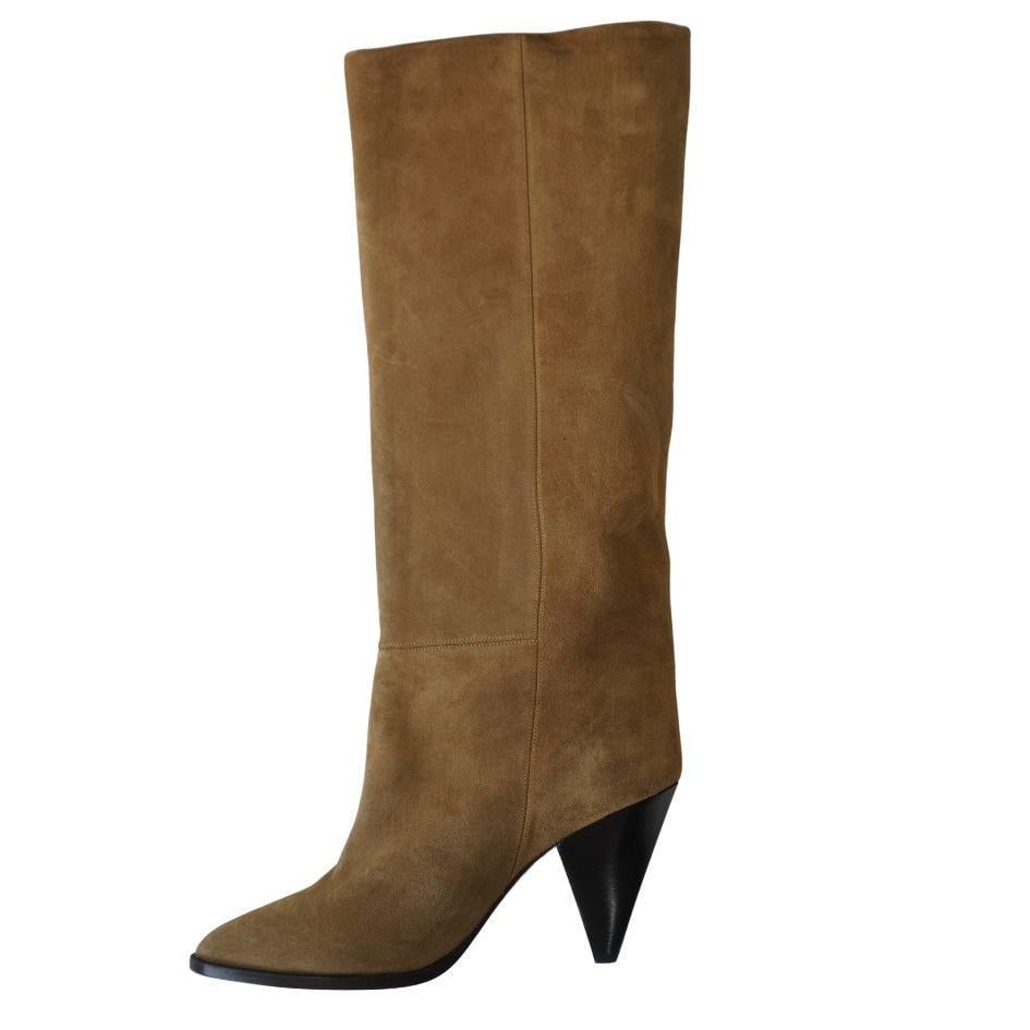 Isabel Marant Suede Khaki Knee High Boots - 11