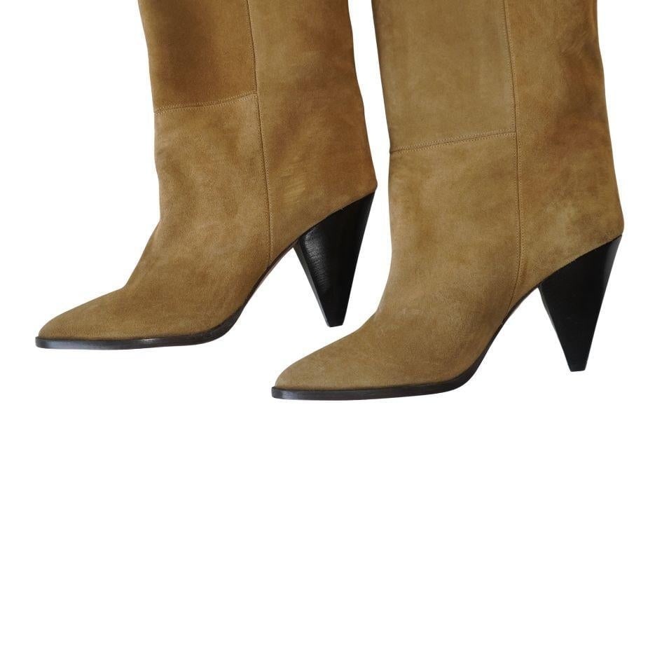 Isabel Marant Suede Khaki Knee High Boots - 12
