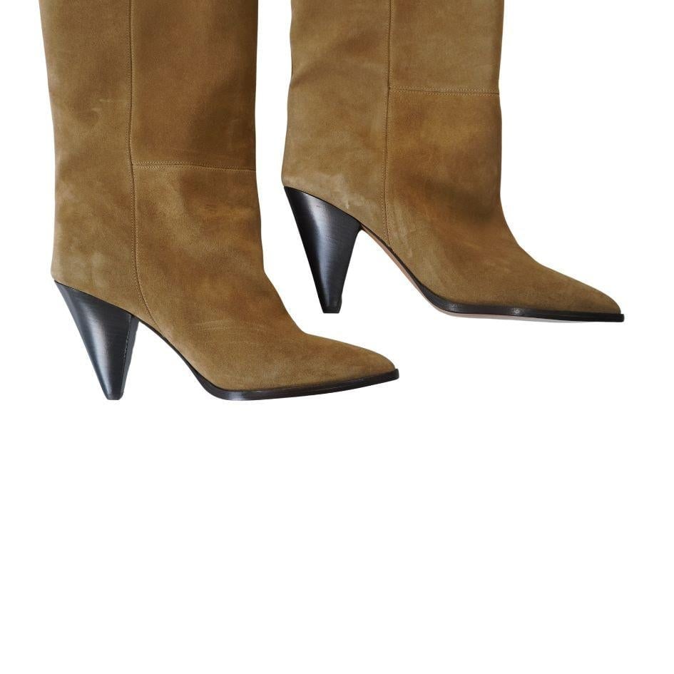 Isabel Marant Suede Khaki Knee High Boots - 13