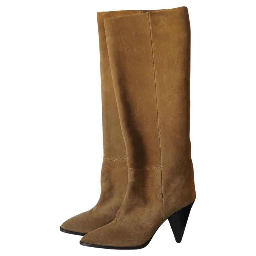 Isabel Marant Suede Khaki Knee High Boots - 19