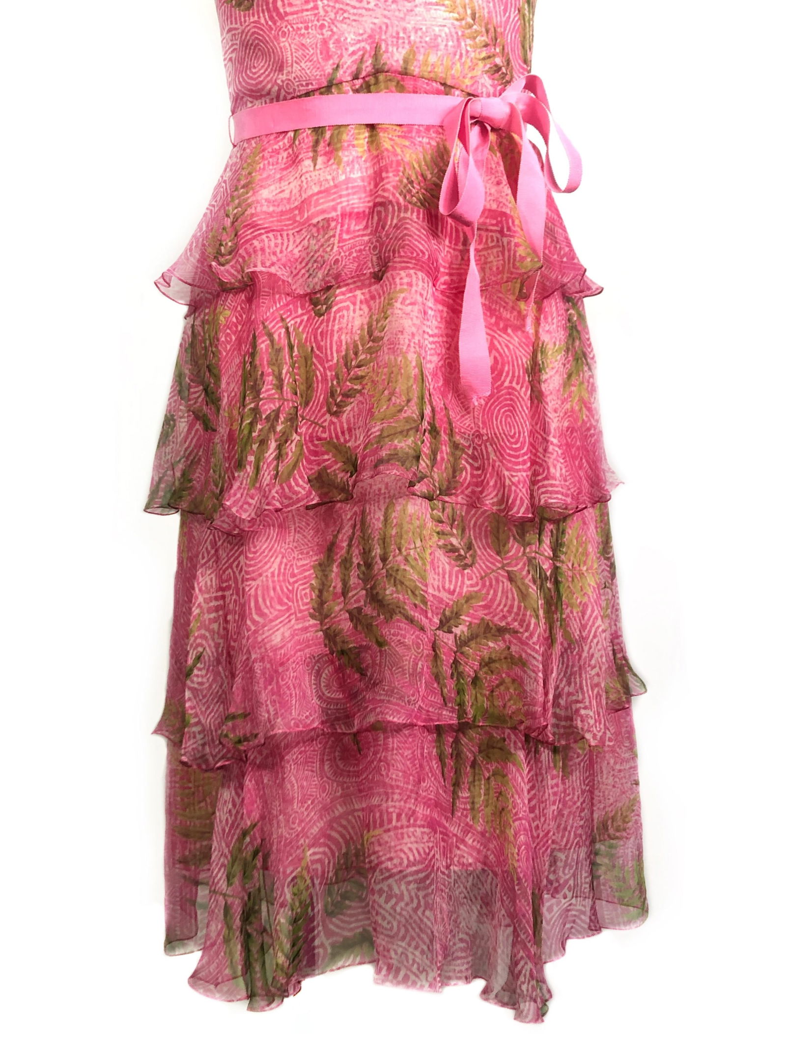 OSCAR DE LA RENTA Silk Strapless Pink Midi Dress w/ Belt Size 6 - 17
