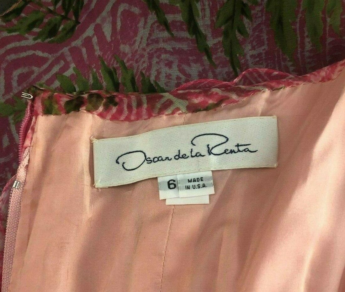 OSCAR DE LA RENTA Silk Strapless Pink Midi Dress w/ Belt Size 6 - 4
