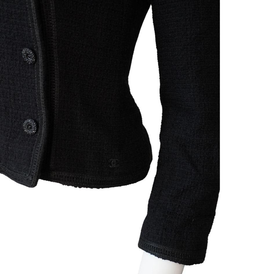 Chanel Black Tweed Asymmetrical Wool Blazer Jacket - 13