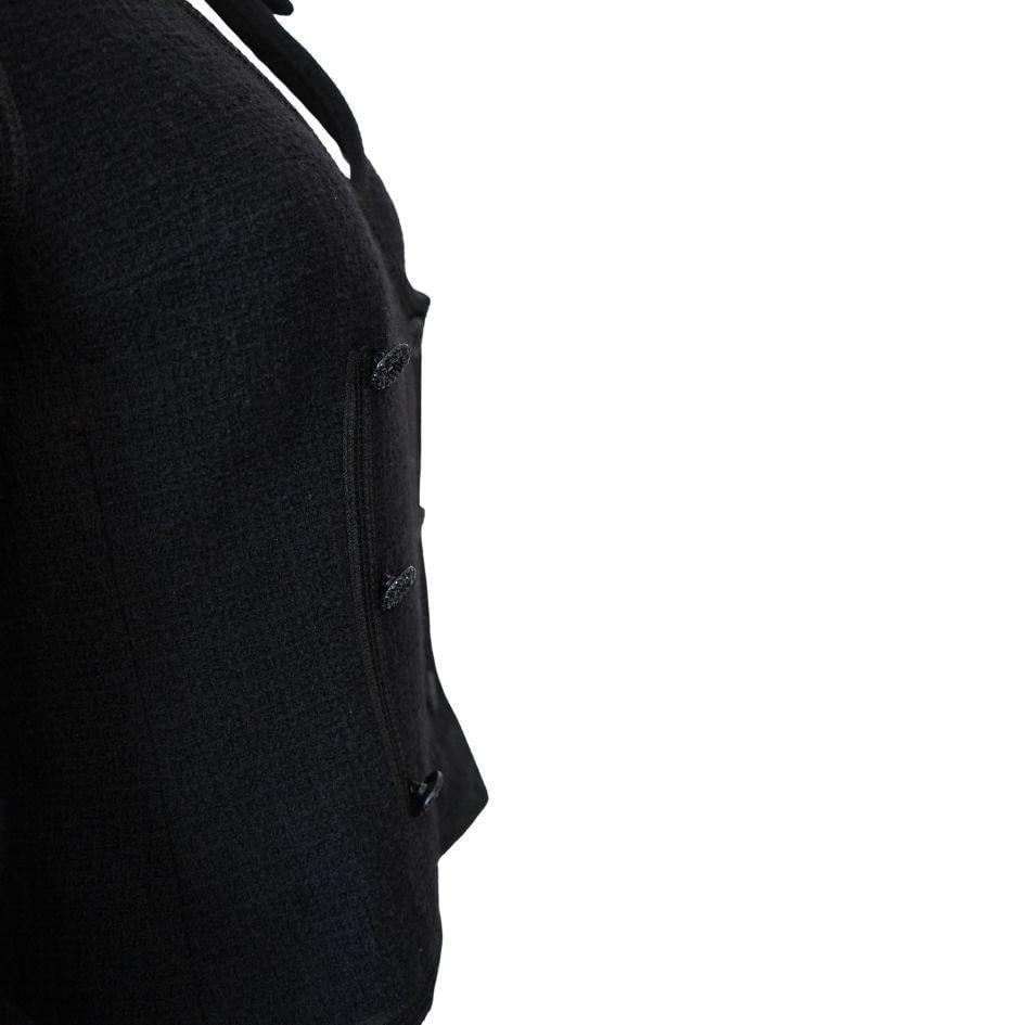 Chanel Black Tweed Asymmetrical Wool Blazer Jacket - 17