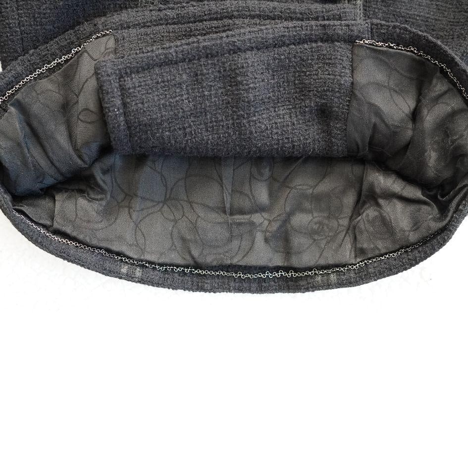 Chanel Black Tweed Asymmetrical Wool Blazer Jacket - 3