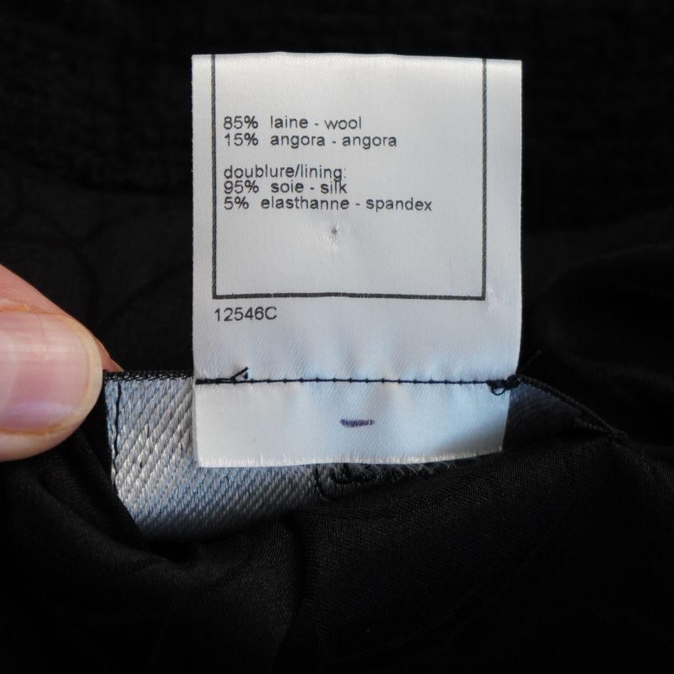 Chanel Black Tweed Asymmetrical Wool Blazer Jacket - 6