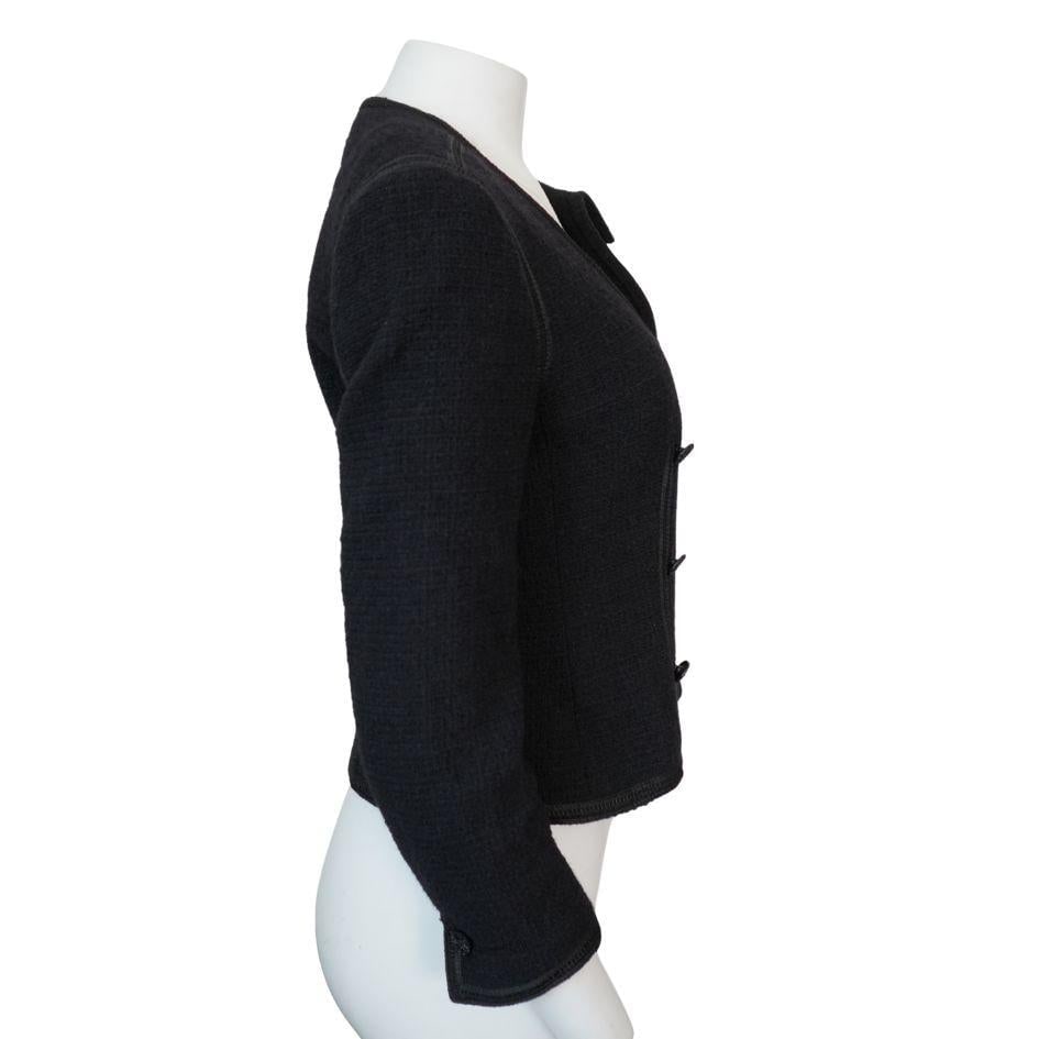 Chanel Black Tweed Asymmetrical Wool Blazer Jacket - 9