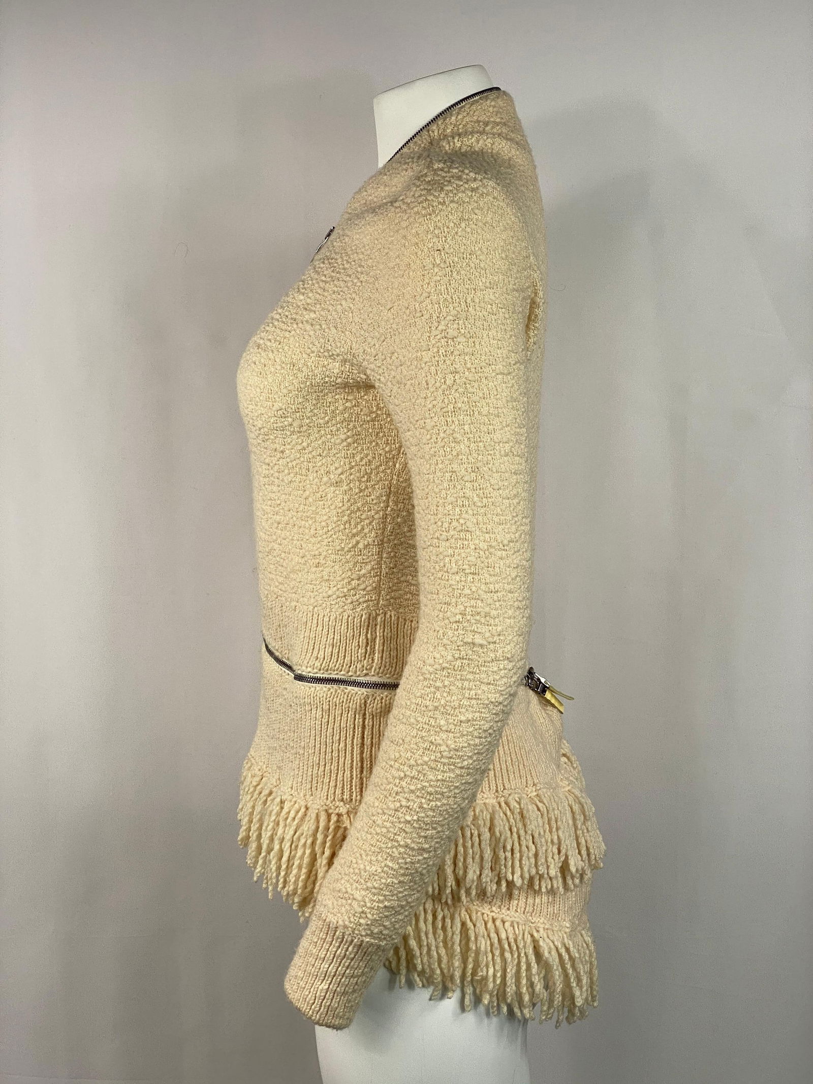 Alexander McQueen Ivory/ Cream Sweater Cardigan Top, Size Large - 10