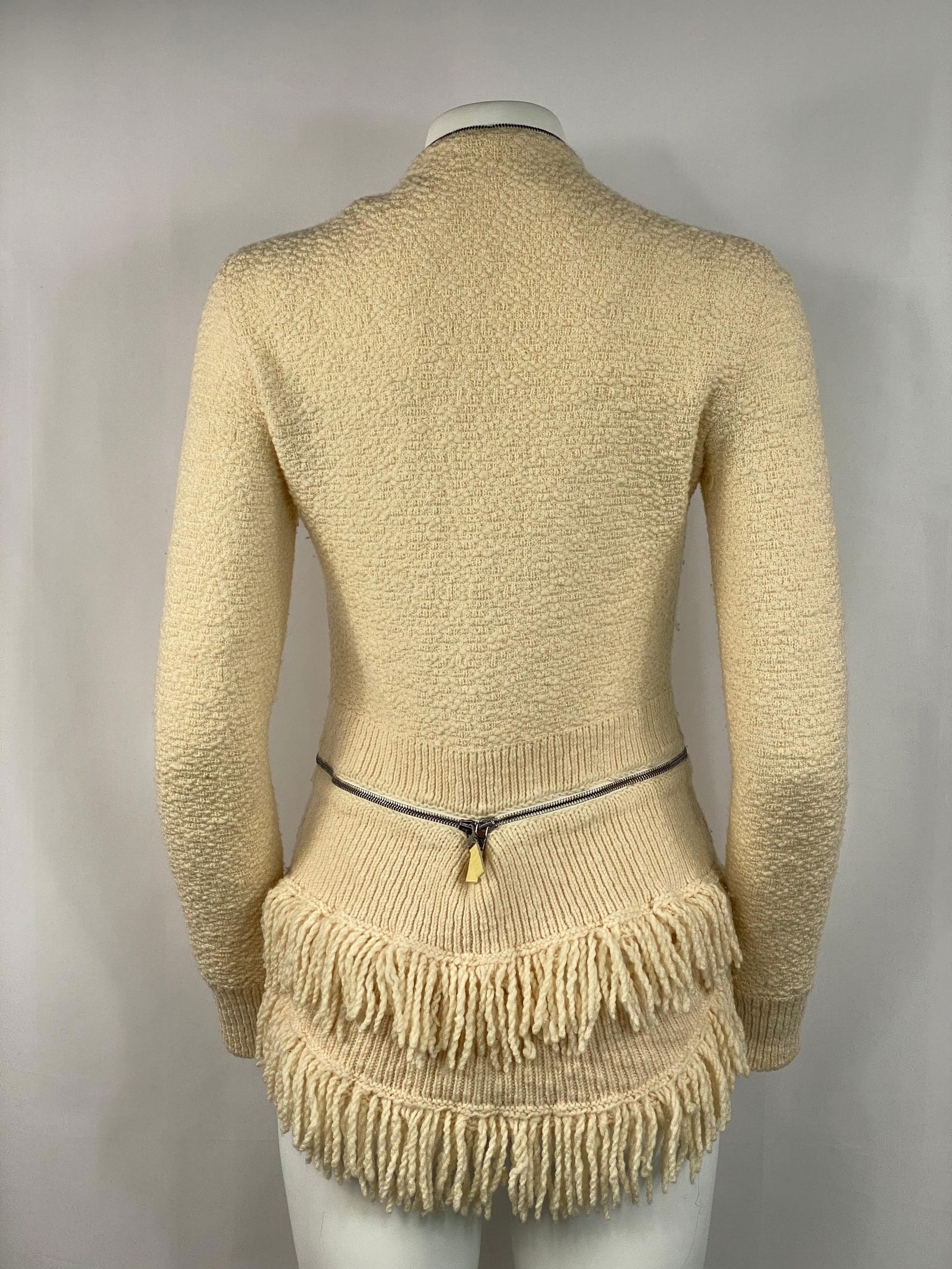Alexander McQueen Ivory/ Cream Sweater Cardigan Top, Size Large - 11